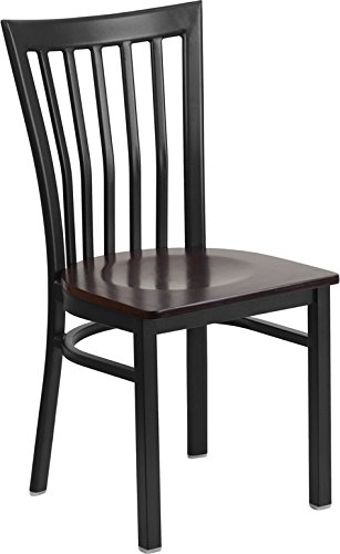 Black School Chair with Walnut Seat - 17.25