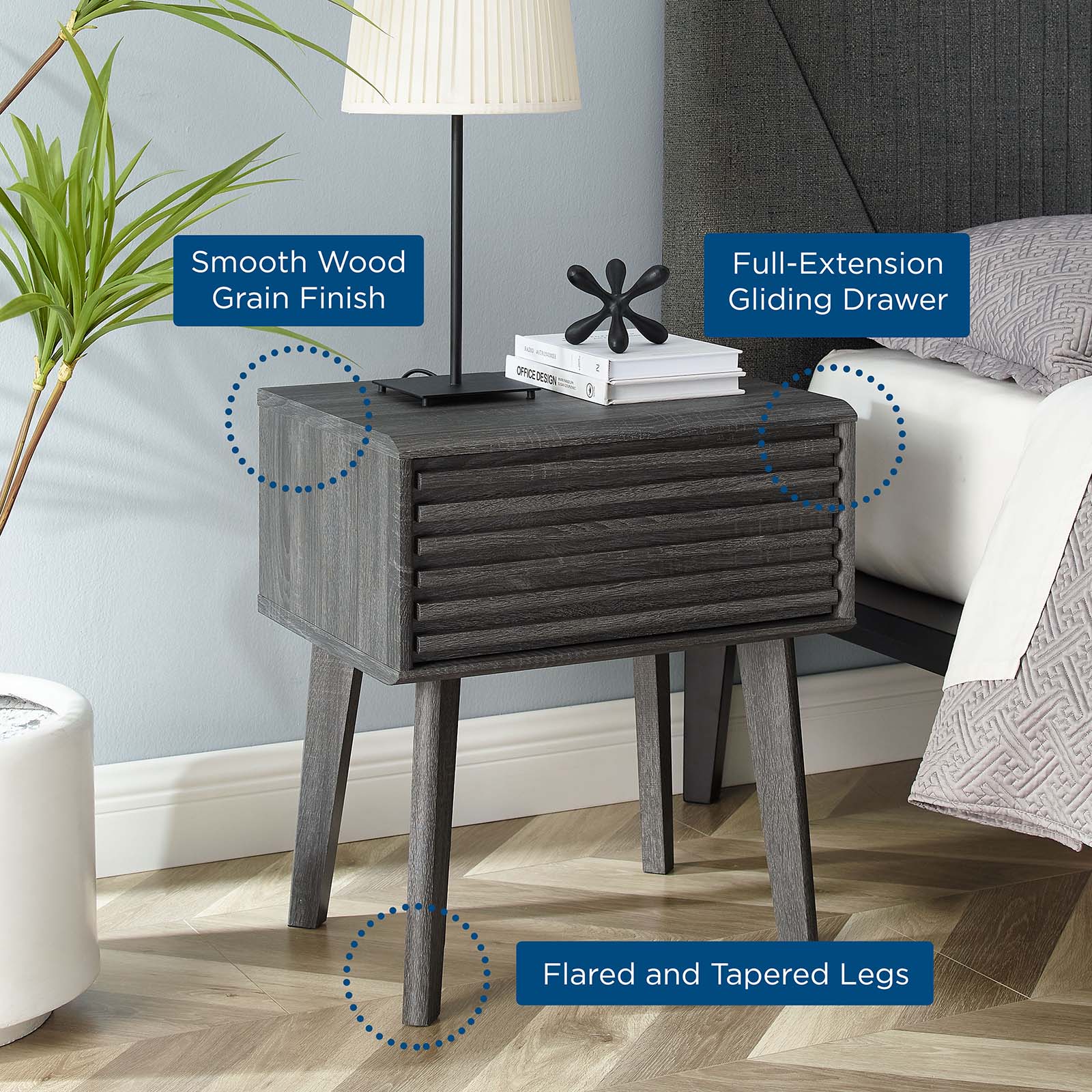 Modern Wooden End Table with Storage Shelf - Stylish Nightstand for Living Room, Bedroom & Office - Perfect for Small Spaces & Home Decor