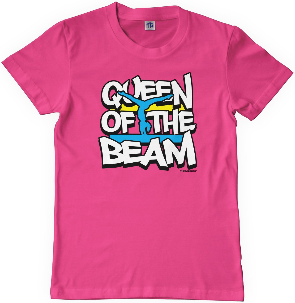 Threadrock Big Girls' Queen of The Beam Youth T-Shirt - Gymnastics Training & Competition Apparel for Young Athletes