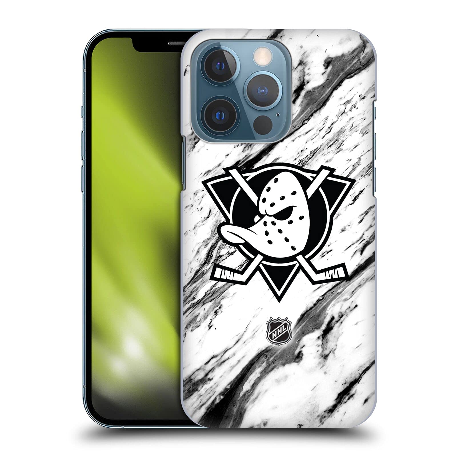 Officially Licensed NHL Anaheim Ducks Marble Hard Back Phone Case - Compatible with Apple iPhone 13 Pro - Durable Protection for Hockey Fans & Everyday Use