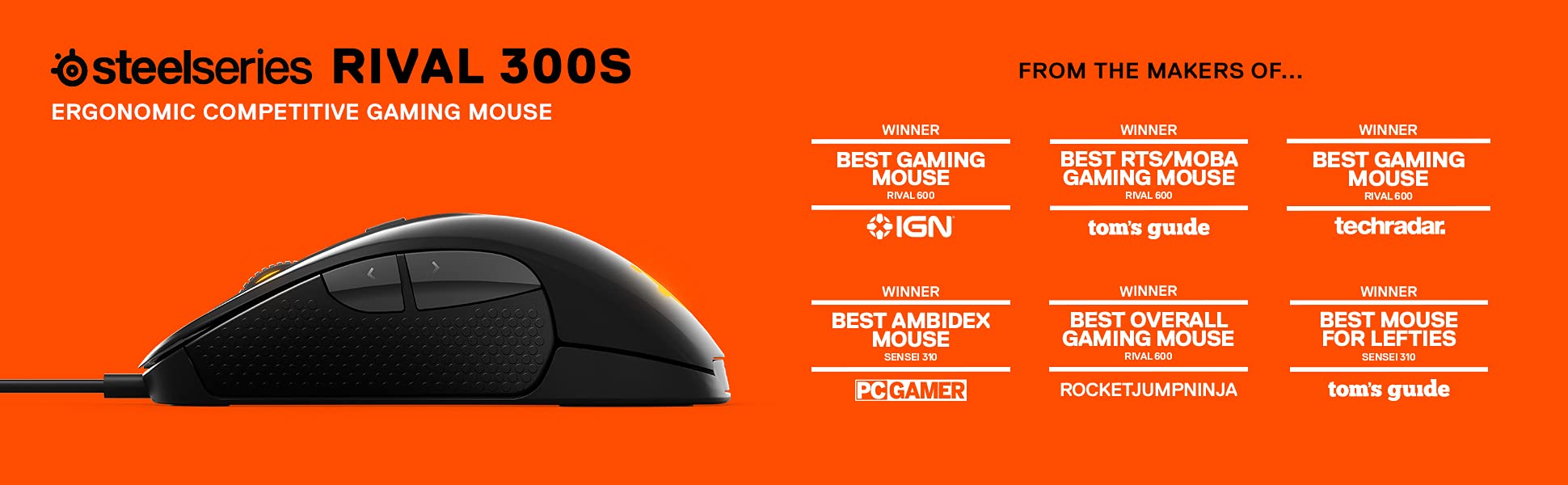 SteelSeries Rival 310 Optical Gaming Mouse - RGB Lighting, 6 Programmable Buttons, Rubber Grip Sides, On-Board Memory - Black - Perfect for FPS, MOBA & Esports Gaming
