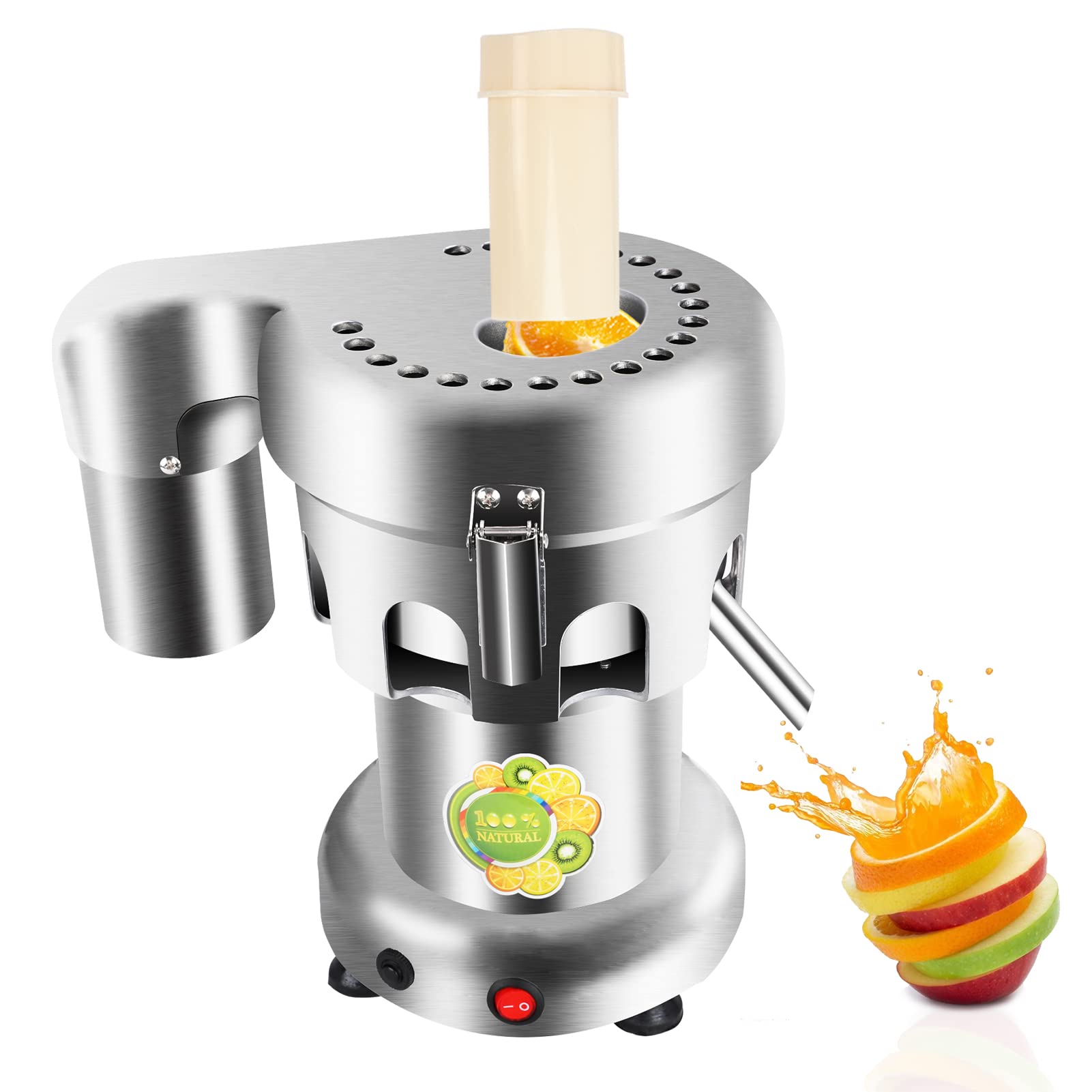 Commercial Stainless Steel Electric Juicer Machine 110V 370W Heavy Duty Juice Extractor for Fruits Vegetables - Perfect for Restaurants, Juice Bars & Healthy Home Kitchens