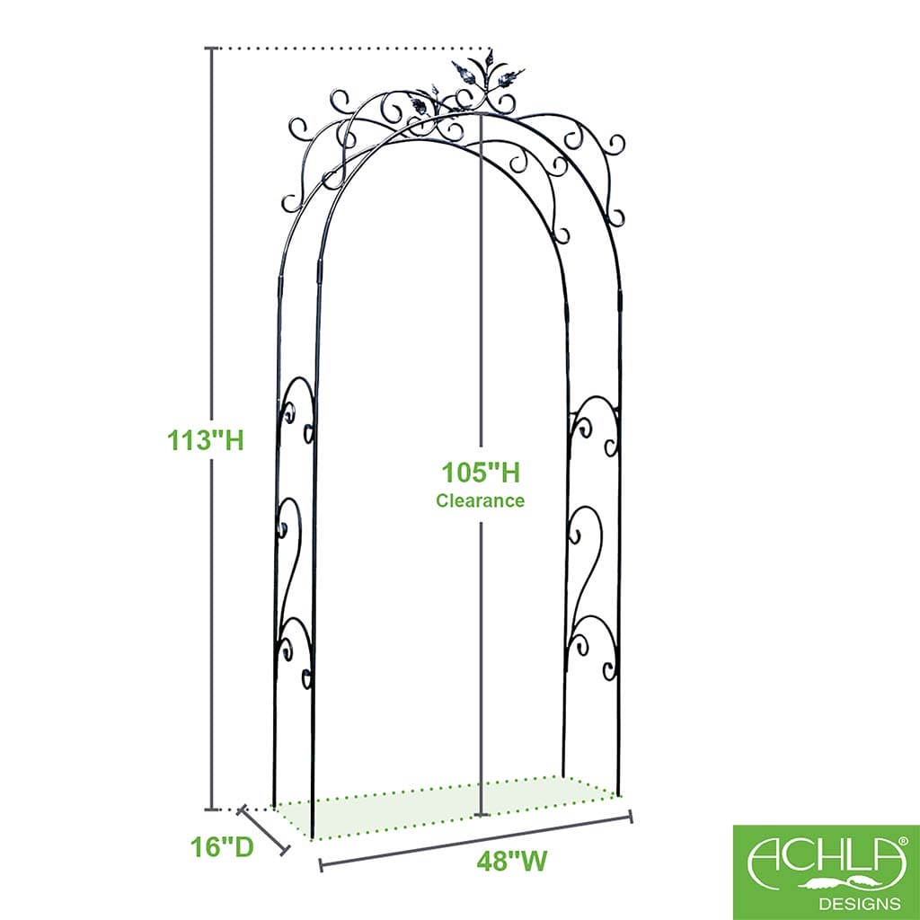 Achla Designs Tuileries Arbor - Elegant Garden Trellis for Climbing Plants, Outdoor Decor, and Shade - Perfect for Patio, Backyard, and Vineyard Landscaping
