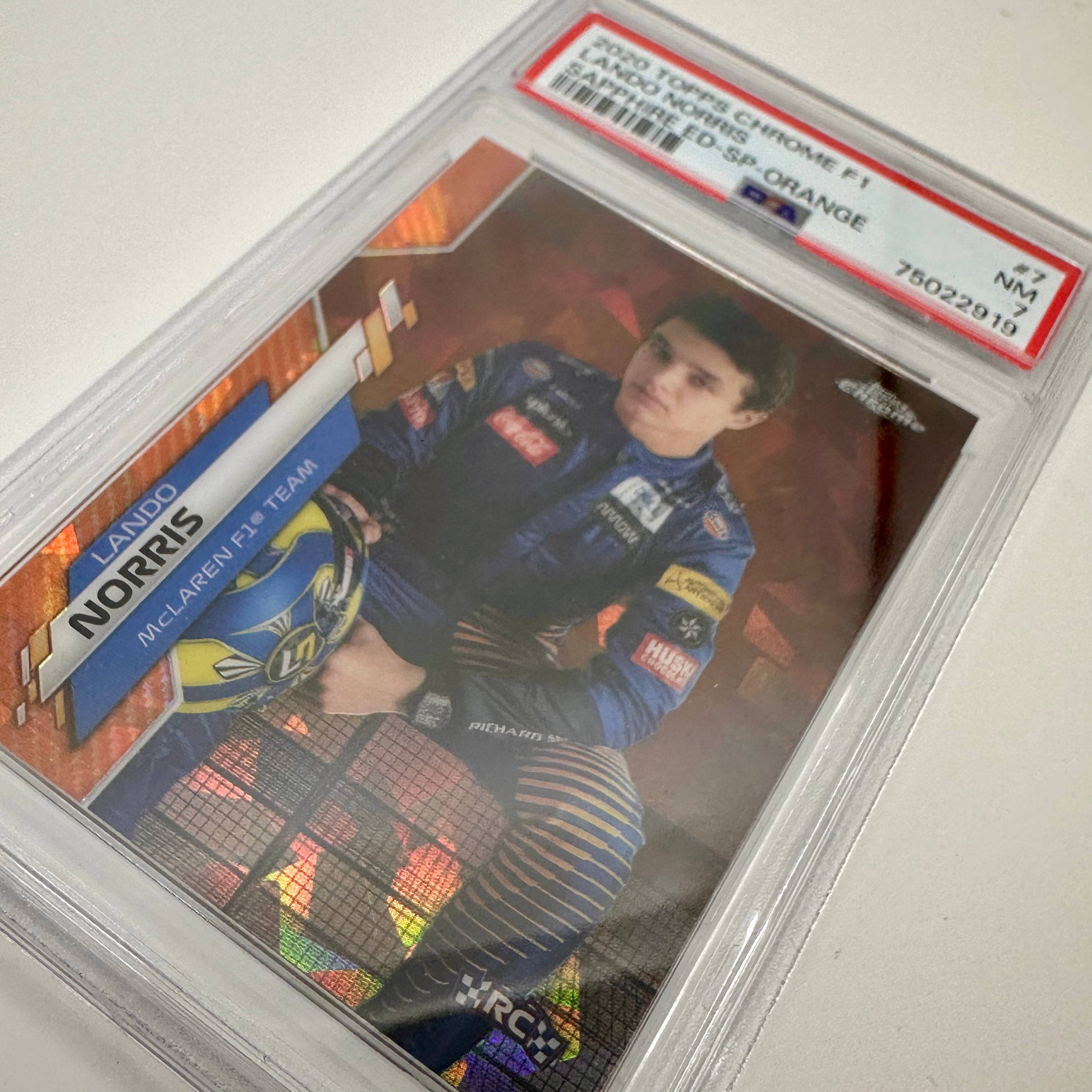 2020 Topps Chrome Formula 1 Lando Norris #7 PSA 7 Sapphire Edition SP Orange - Rare F1 Trading Card for Collectors, Racing Fans & Sports Memorabilia Enthusiasts