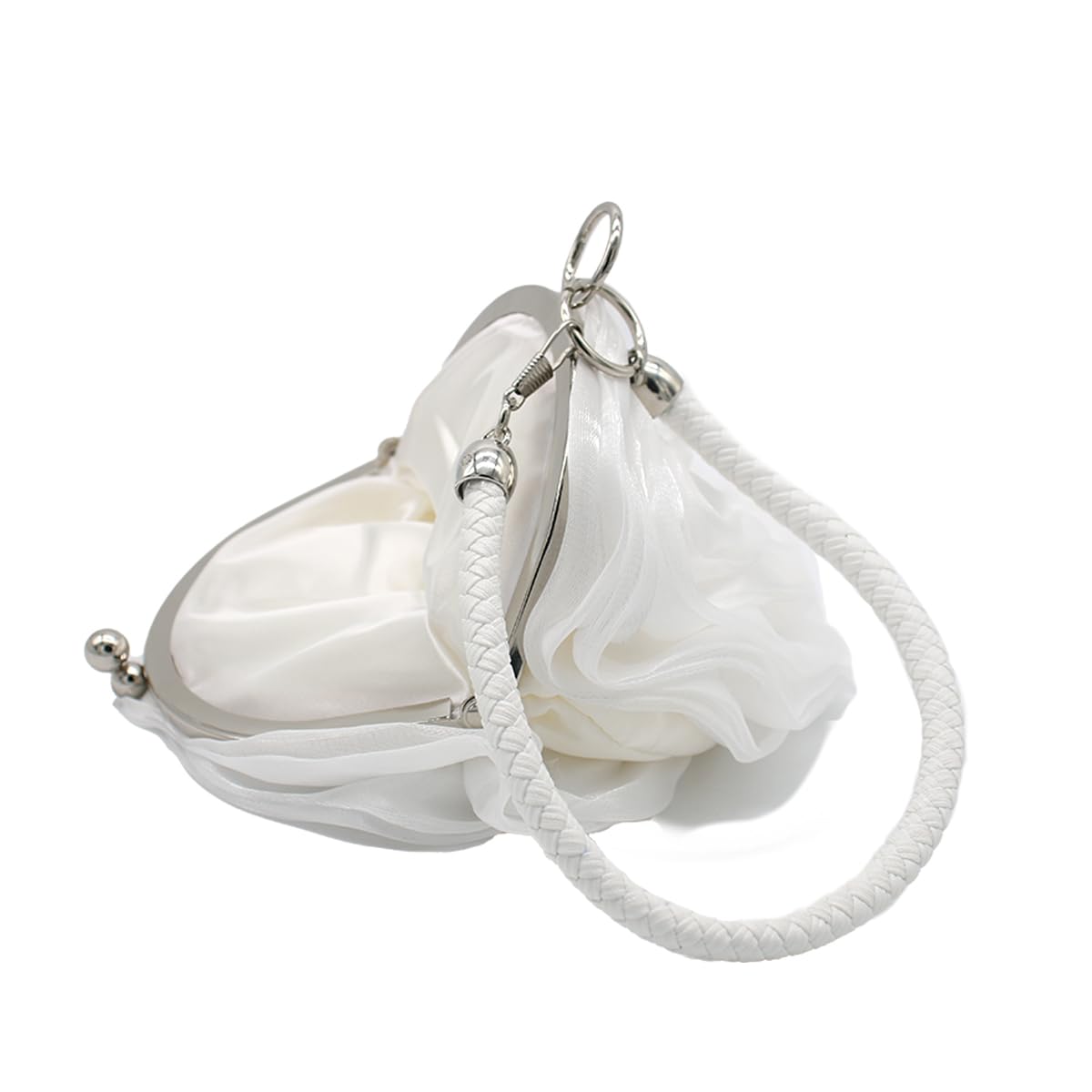 Elegant Rose Shaped Evening Clutch Purse - Soft Satin Floral Wristlet Handbag for Women | Perfect for Weddings, Parties & Special Occasions