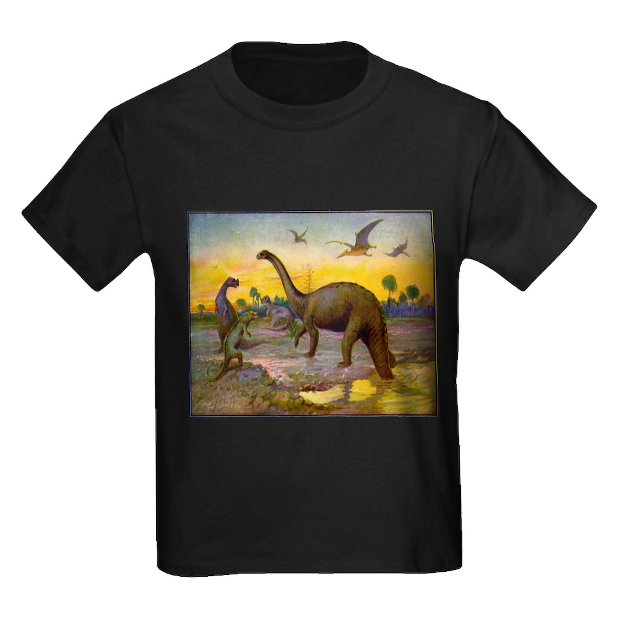 Dinosaurs Kids Dark Cotton T-Shirt - Cute Dino Graphic Tee for Boys & Girls - Perfect for School, Playdates & Birthday Gifts