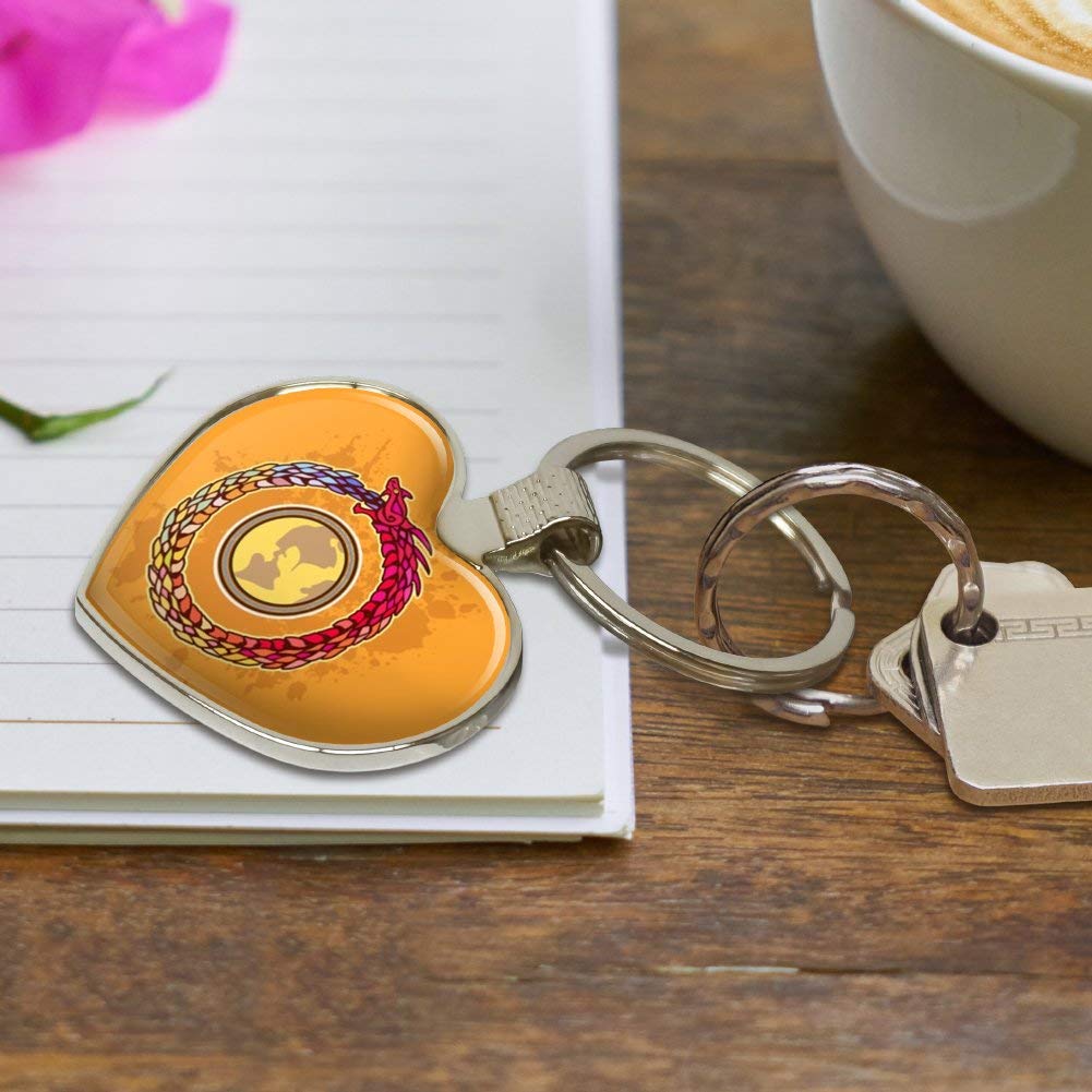 Ouroboros Snake Eating Tail Circle Keychain - Heart Love Metal Key Ring - Perfect for Gifts, Jewelry, and Gothic Fashion Accessories
