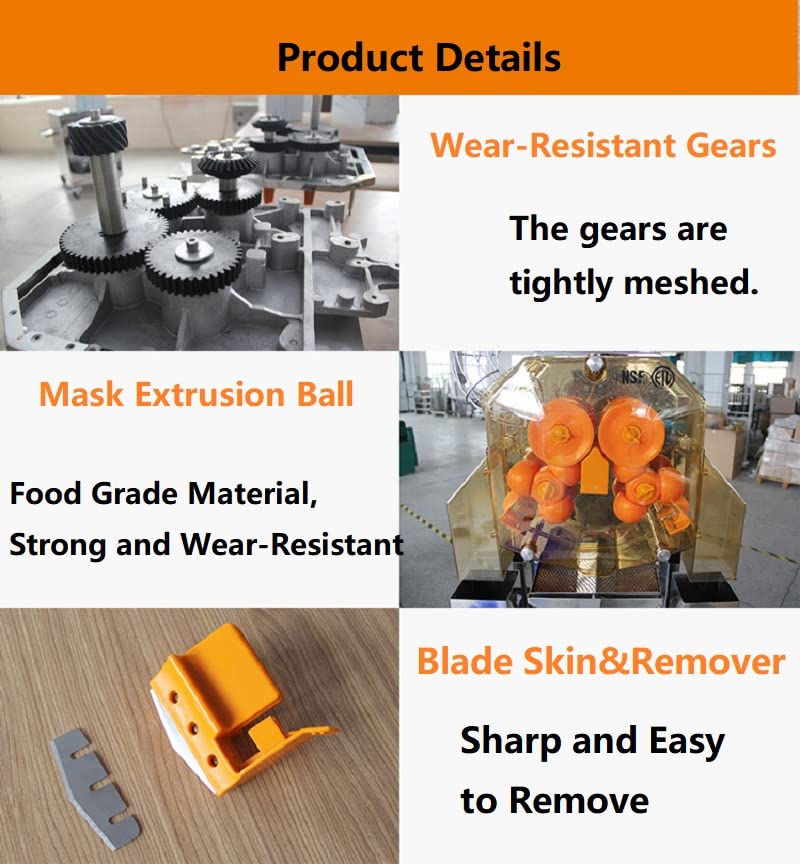Commercial 110V Slow Masticating Orange Juicer Machine - Stainless Steel Juice Extractor with Auto Unloading & Easy Clean - Perfect for Restaurants, Juice Bars & Home Use - Orange, Grapefruit & Citrus Squeezer