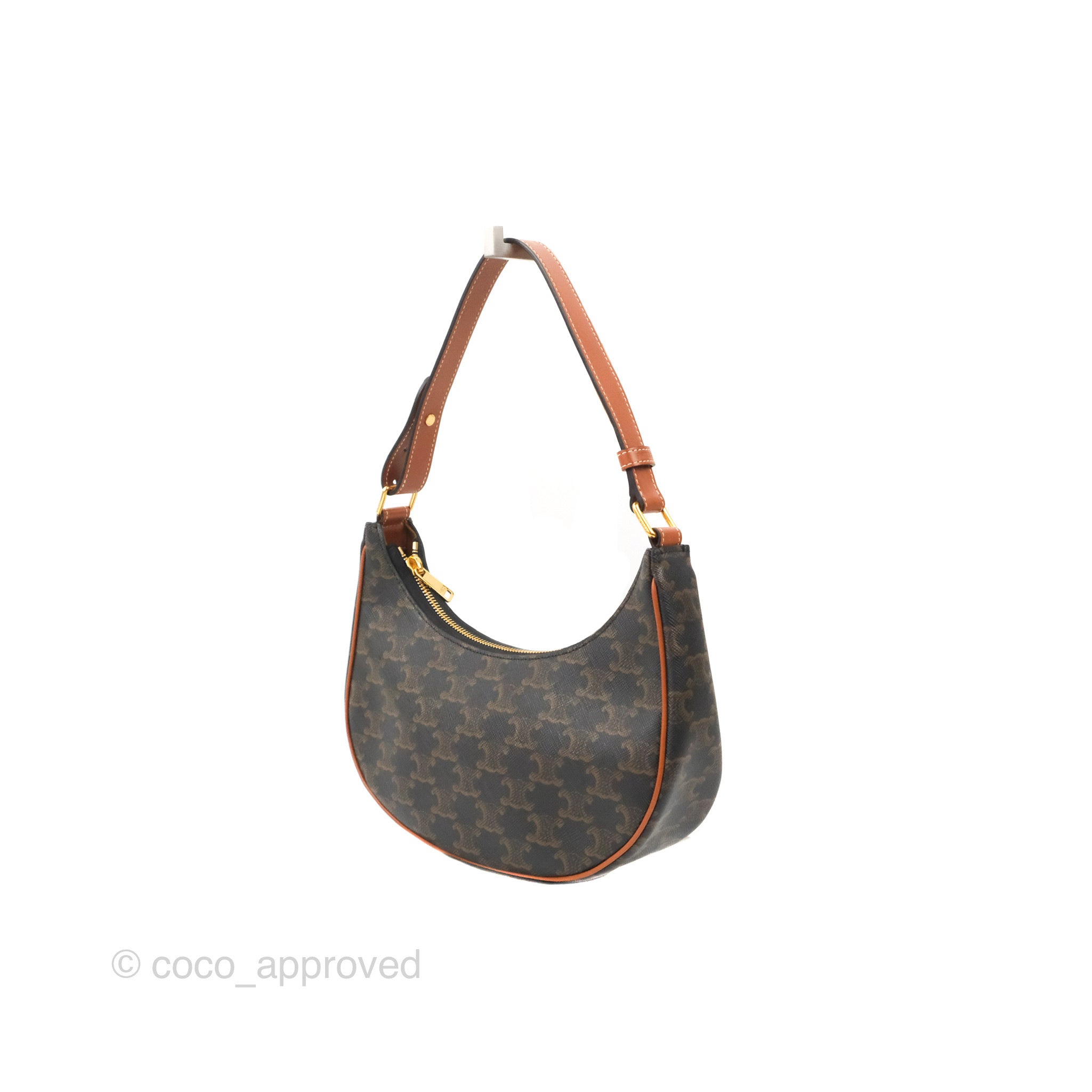 Celine Ava Bag in Triomphe Canvas & Calfskin Leather - Tan Crossbody Shoulder Bag for Women | Perfect for Work, Travel & Everyday Use