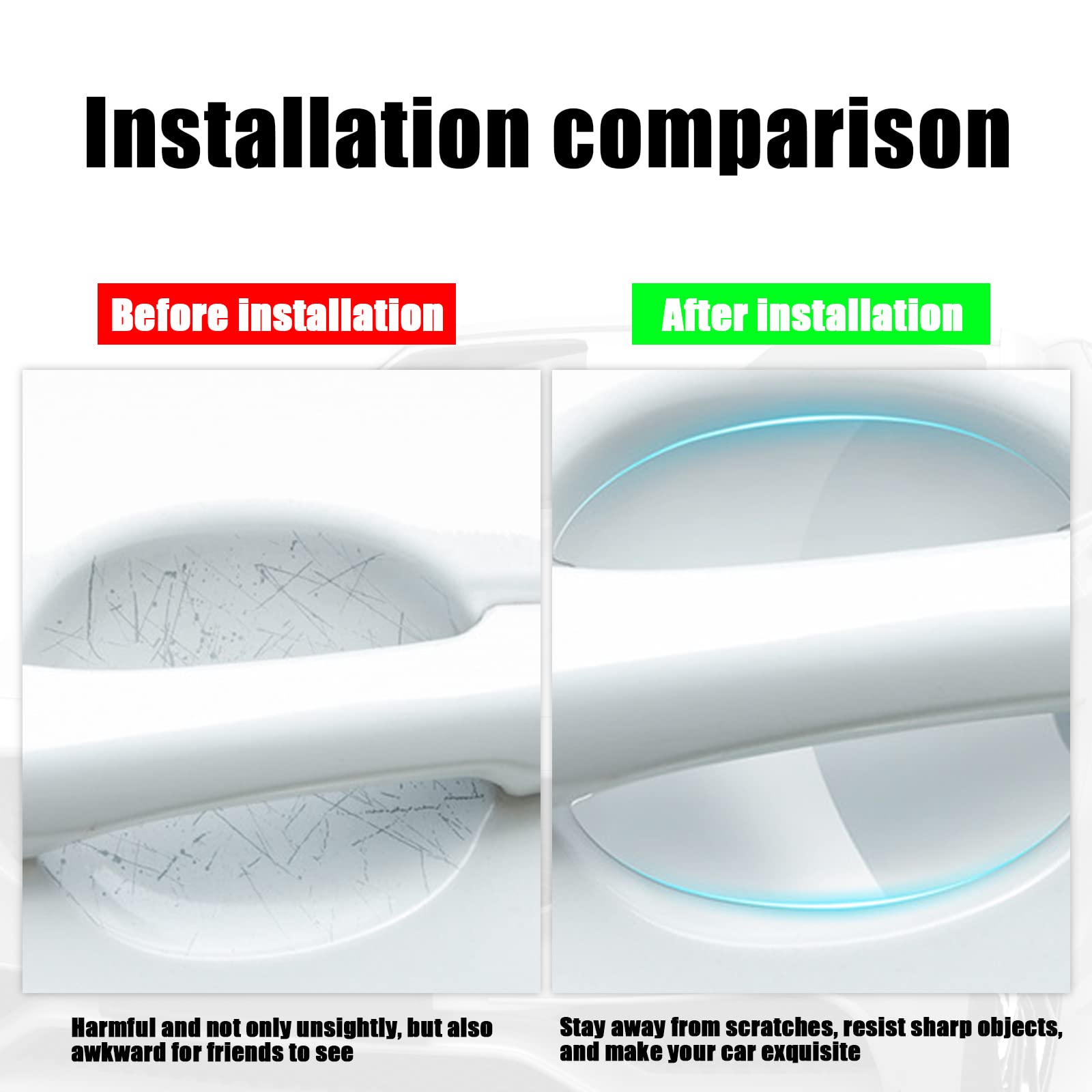 QODOLSI 4-Piece Transparent Car Door Bowl Protector Stickers - Universal Scratch & Paint Protection Film for Most Vehicle Models | Prevent Scratches from Keys, Shoes & Shopping Bags