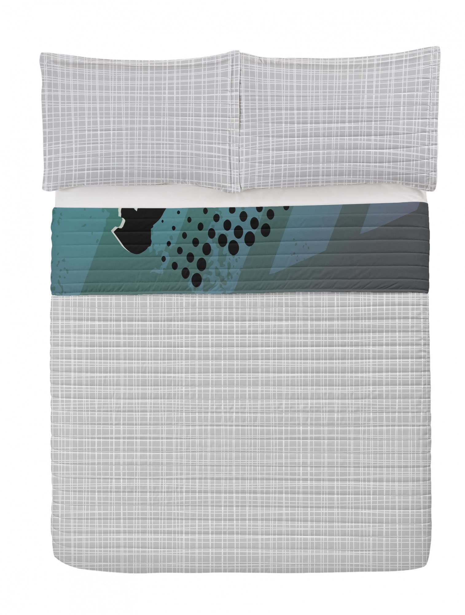 Ambesonne Reversible Dirt Bike Bedspread Set - Extreme Sports Stunt Racer Silhouette Design with Grunge Arrows | Microfiber Comforter & Pillow Shams | King Size Bedding in Teal, Pale Blue & Black | Perfect for Motorcycle Enthusiasts' Bedrooms & Man Caves