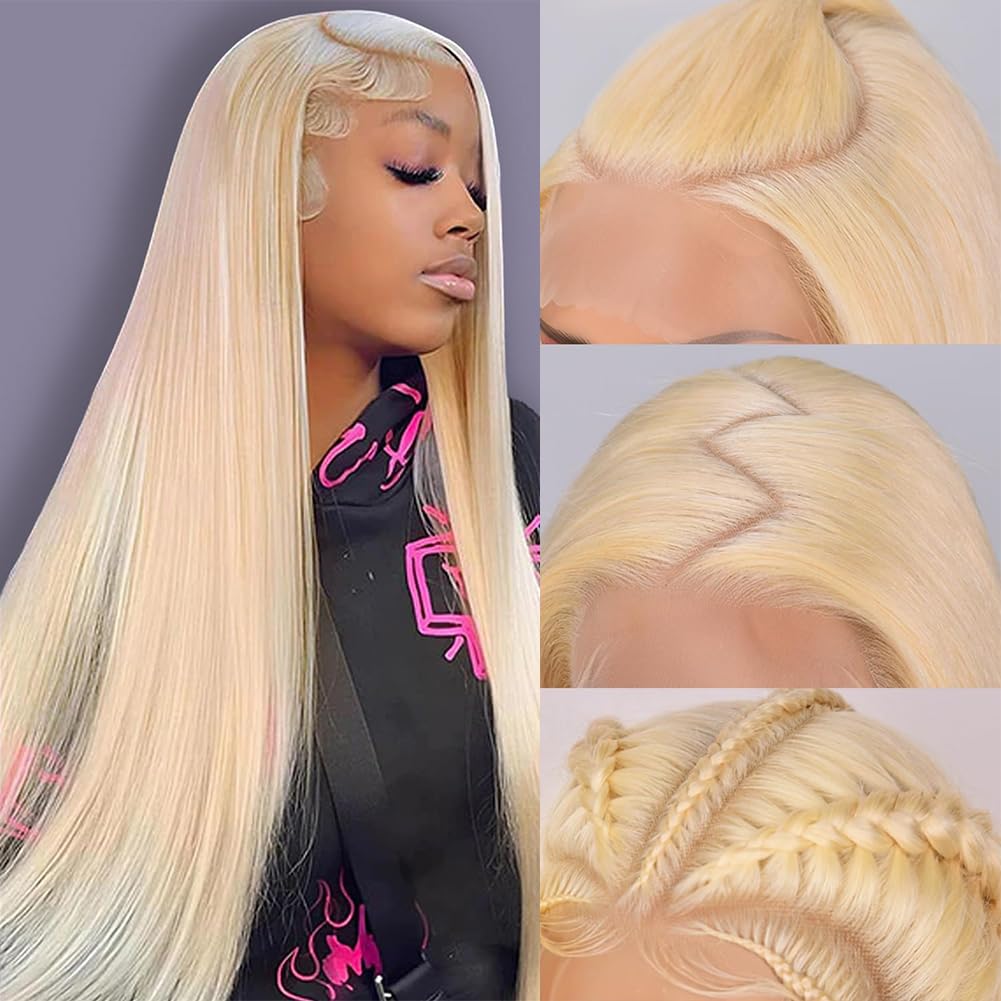 13x6 HD Lace Front Human Hair Wig 613 Blonde 250 Density 20 Inch Straight Pre-Plucked Lace Frontal Wig - Perfect for Cosplay, Daily Wear & Special Occasions