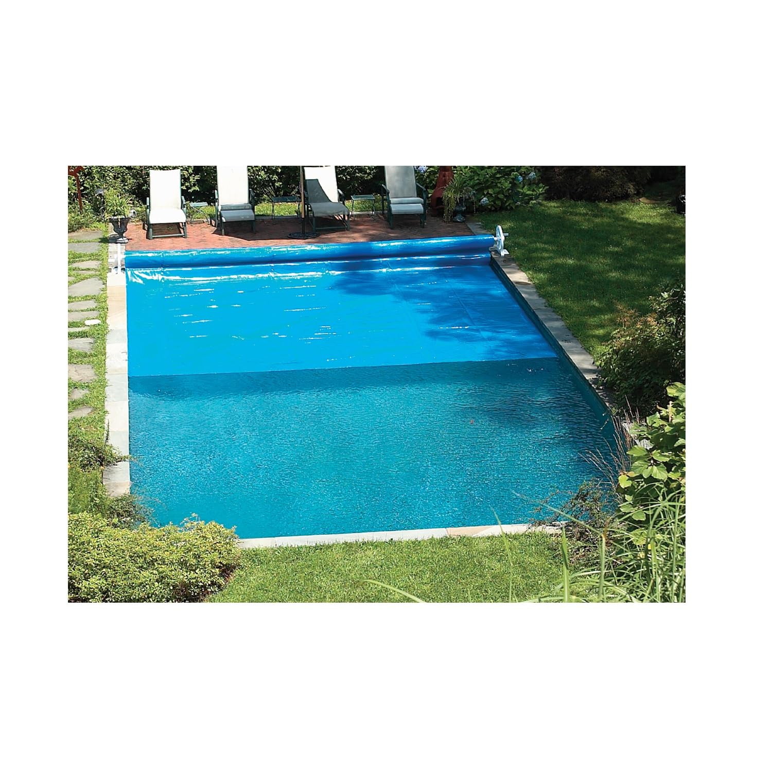 21-Inch White In-Ground Swimming Pool Solar Blanket Reel System - Durable Pool Cover Roller for Easy Storage | Perfect for Backyard, Residential & Commercial Pools