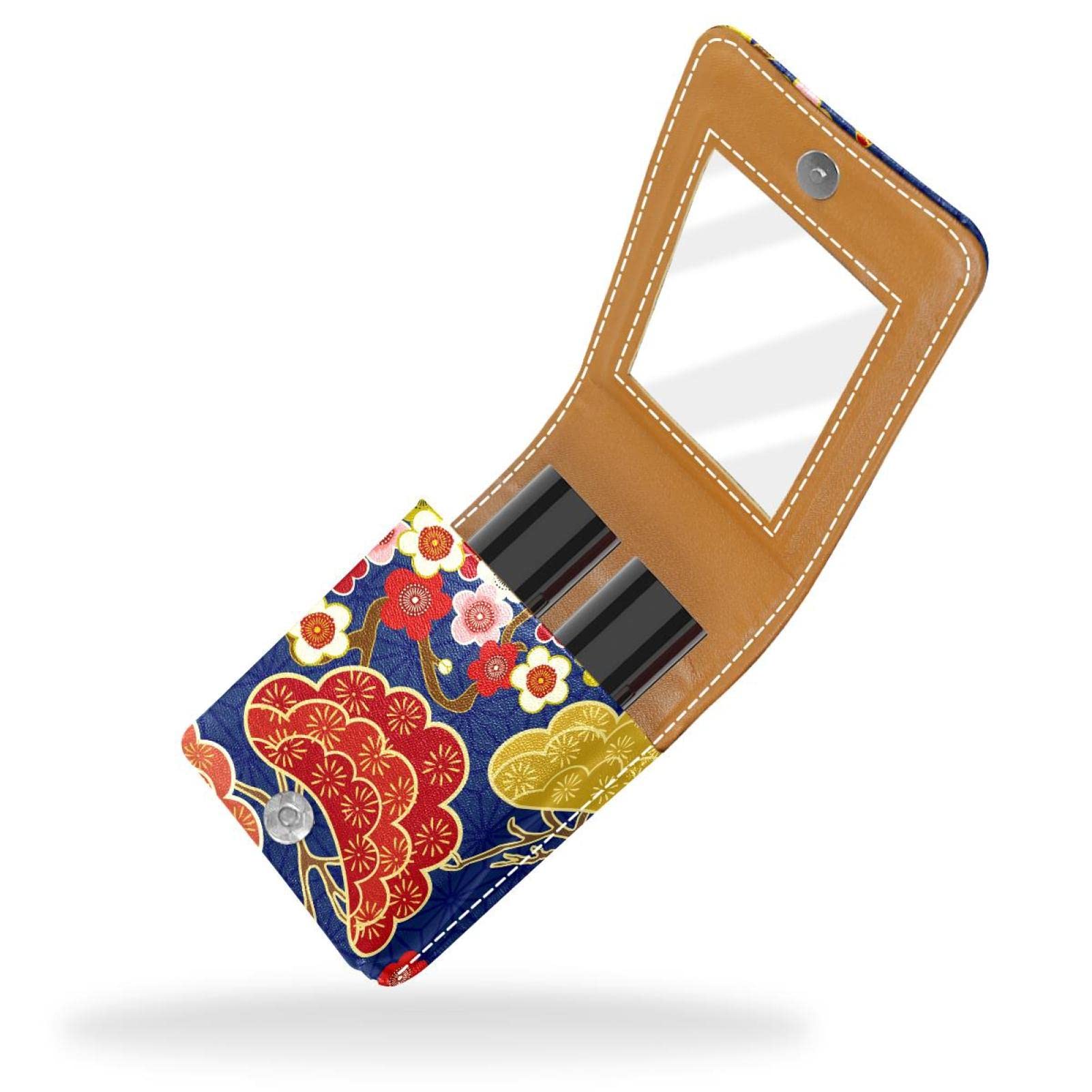 Personalized Lipstick Case - Portable Makeup Bag & Cosmetic Pouch Organizer - Japanese Sakura Flower Design - Perfect for Travel, Daily Use & Gift Giving