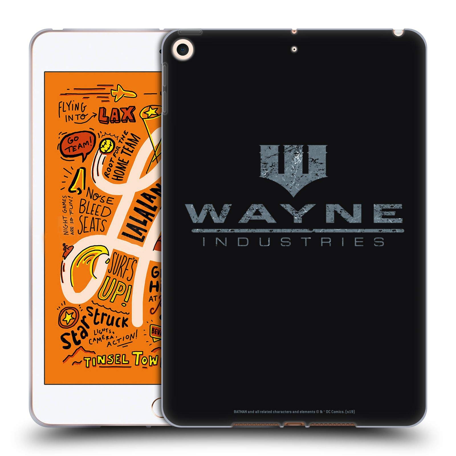 Official Batman Wayne Industries Logo Duality Soft Gel Case for Apple iPad Mini (2019) - DC Comics Licensed Protective Cover for Home, Office & Travel