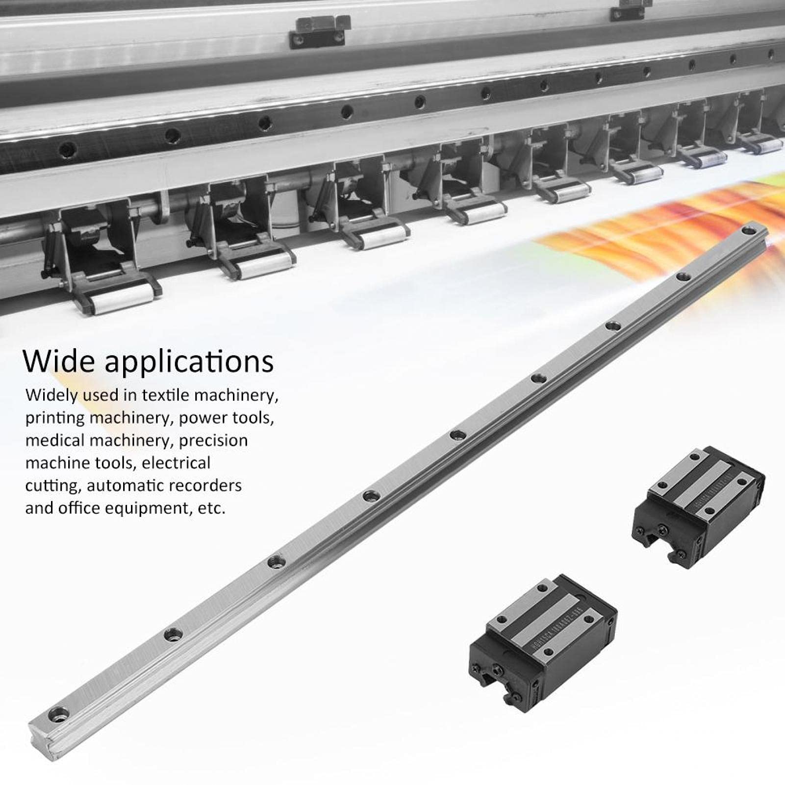 2Pcs HGR15-500mm Linear Rail Guide, 15mm Width with 4pcs Carriage Slide Block - High Precision Linear Motion System for 3D Printers, CNC Machines, Laser Cutters, and Industrial Automation