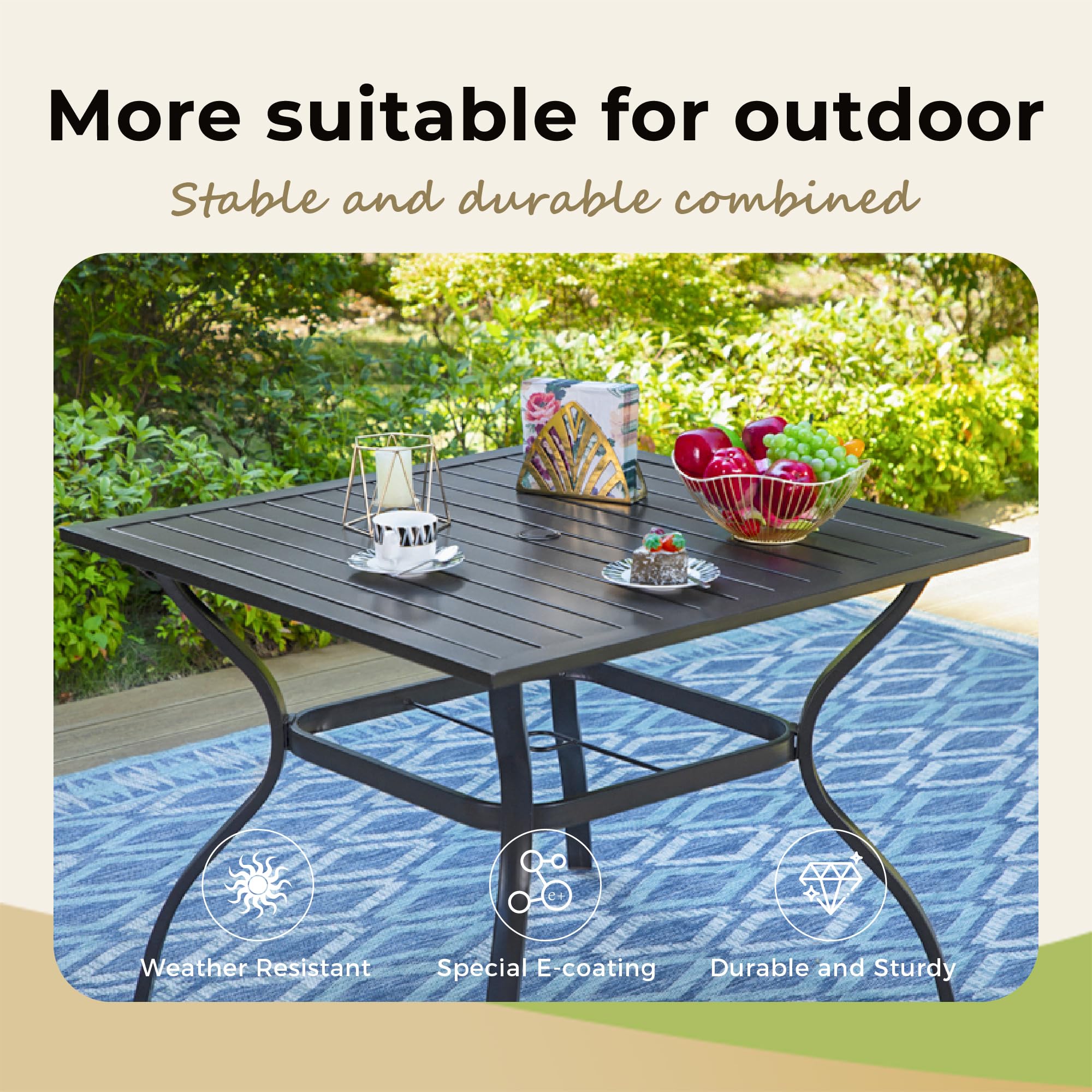 5-Piece Outdoor Dining Set - Patio Table and 4 Chairs with 37