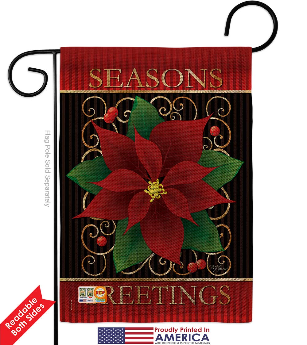 Festive Poinsettia Garden Flag Set - Double-Sided Xmas Decor for Yard & Home