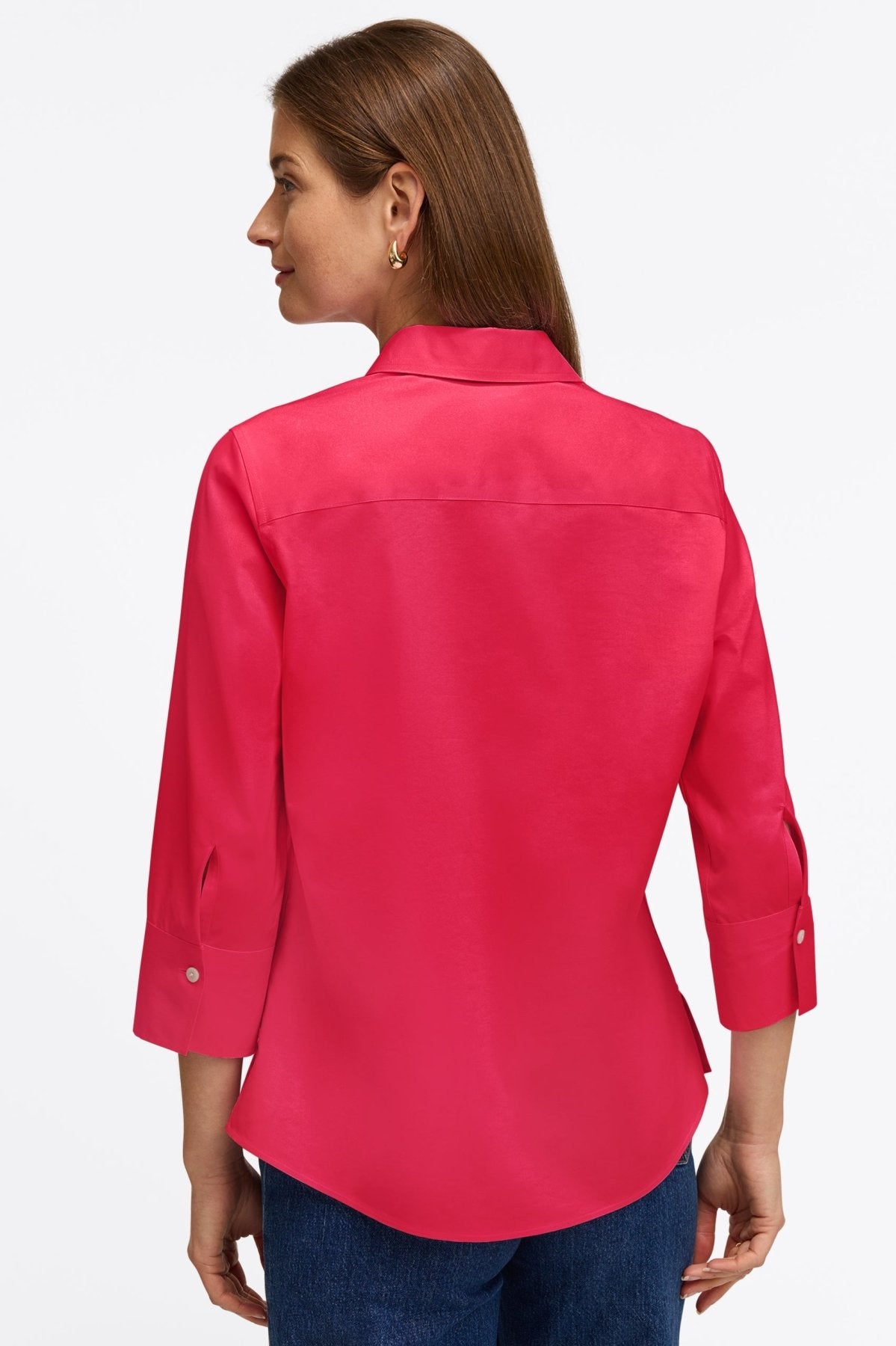 Mary No Iron Stretch 3/4 Sleeve Shirt - Wrinkle-Free Comfort Blouse for Women - Perfect for Office, Travel & Casual Wear