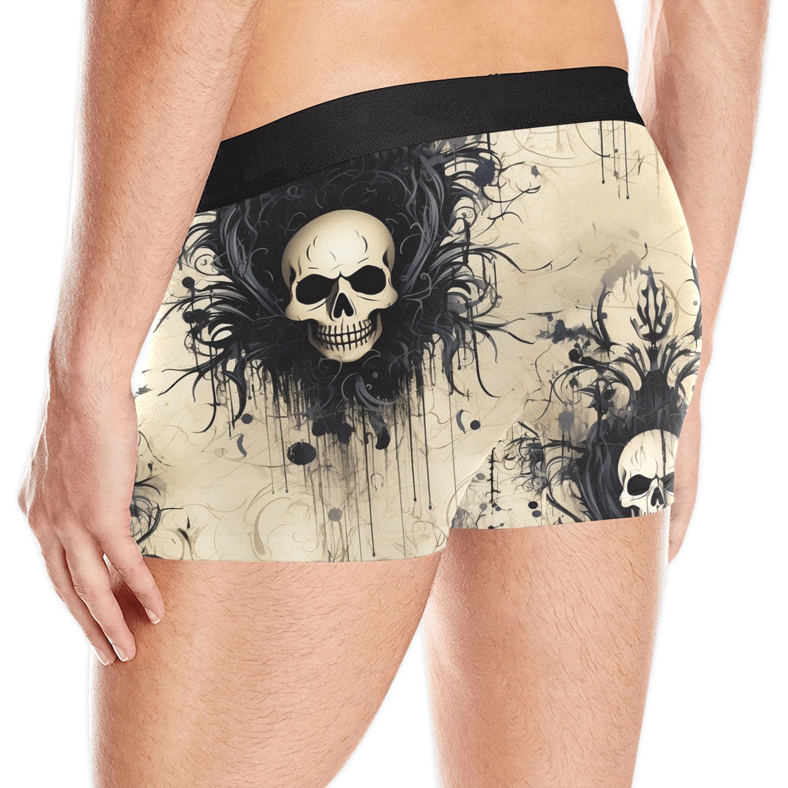 Gothic Skull Print Boxer Briefs for Men - Comfortable & Stylish Underwear for Everyday Wear, Halloween, and Gothic Fashion