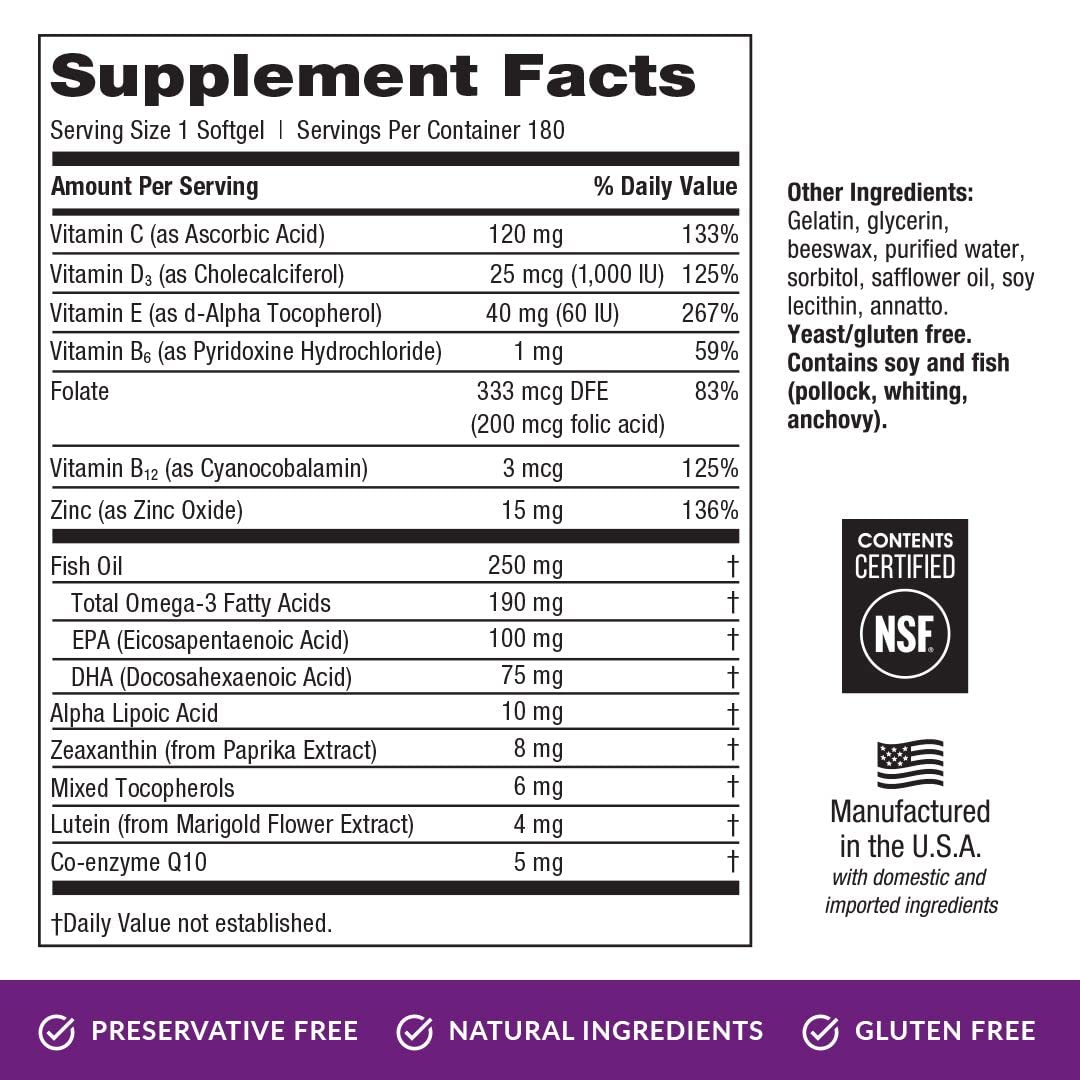 EyePromise Restore Eye Health Supplement - 180 Softgel Capsules with Lutein, Zeaxanthin, Omega-3, Vitamins C, D & E - Clinically Proven Vision Support Formula for Adults - Perfect for Computer Users, Gamers & Aging Eyes
