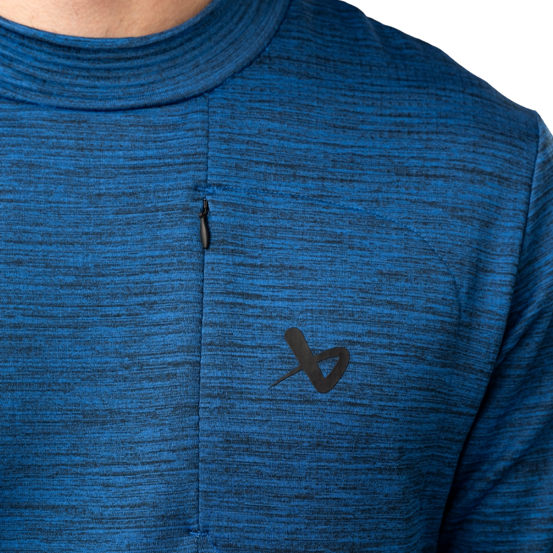 Bauer FLC Mock Neck Long Sleeve Tee for Men - Comfortable Performance Shirt for Hockey & Casual Wear - Senior Size Blue