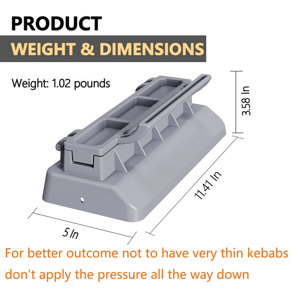 Premium Large Kebab Maker Press - Gray Plastic Manual Kabob Mould for Perfect Homemade Kofta & Shish Kebabs | Professional BBQ Skewer Tool for Backyard Grilling, Party Cooking & Middle Eastern Cuisine