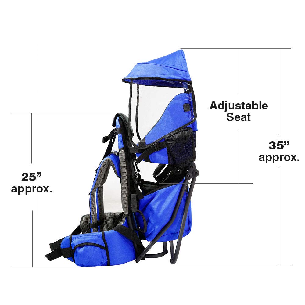 ClevrPlus Blue Cross Country Baby Backpack Carrier - Adjustable & Lightweight Toddler Hiking Backpack with Comfortable Seat, Foldable Frame & Large Capacity - Perfect for Outdoor Adventures, Hiking, Travel & Family Camping