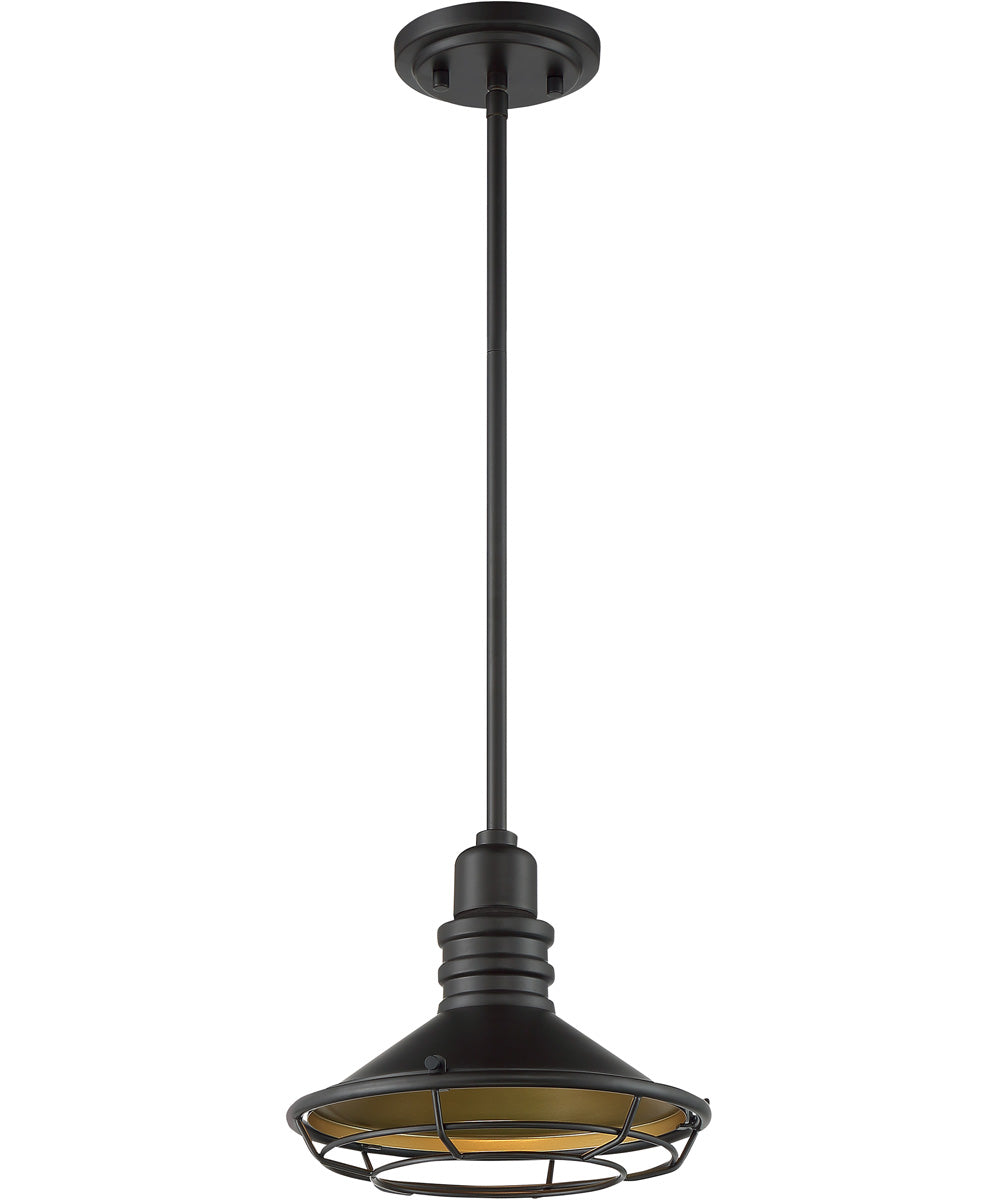 10W Blue Harbor 1-Light Pendant Light Fixture in Dark Bronze & Gold - Perfect for Kitchen Island, Dining Room, or Entryway Lighting