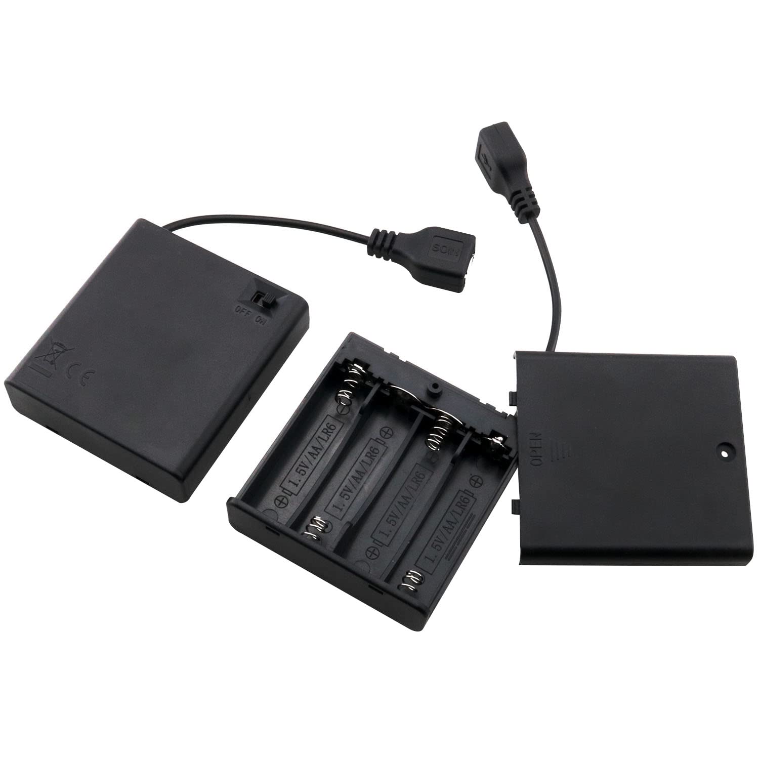 4 AA Battery Holder Case with USB Female Socket & ON/Off Switch - Portable Power Bank for DIY Electronics, Emergency Lights, and Outdoor Camping Gear