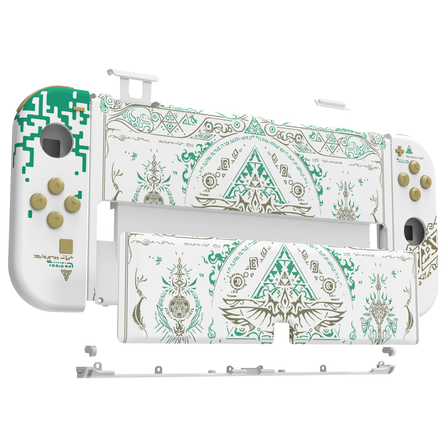 eXtremeRate Custom Replacement Full Set Shell with Buttons for Nintendo Switch OLED - Glow in Dark Totem of Kingdom White | Gaming Accessories for Enhanced Console Protection & Style