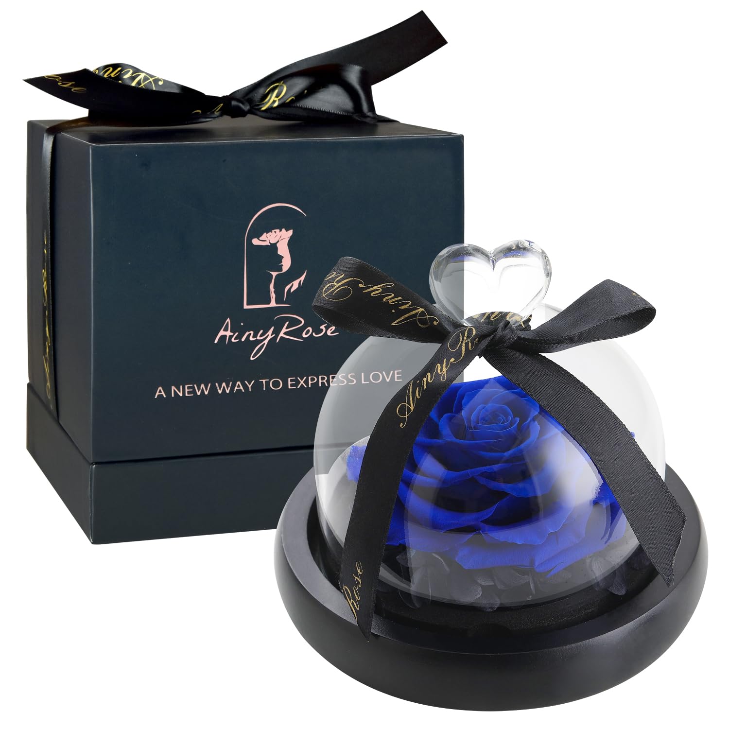 Forever Preserved Real Rose in Glass Dome - Eternal Heart Design Birthday Gift for Women, Valentine's Day, Mother's Day, Christmas & Anniversary Present | Romantic Home Decor, Wedding Centerpiece, Office Desk Decoration