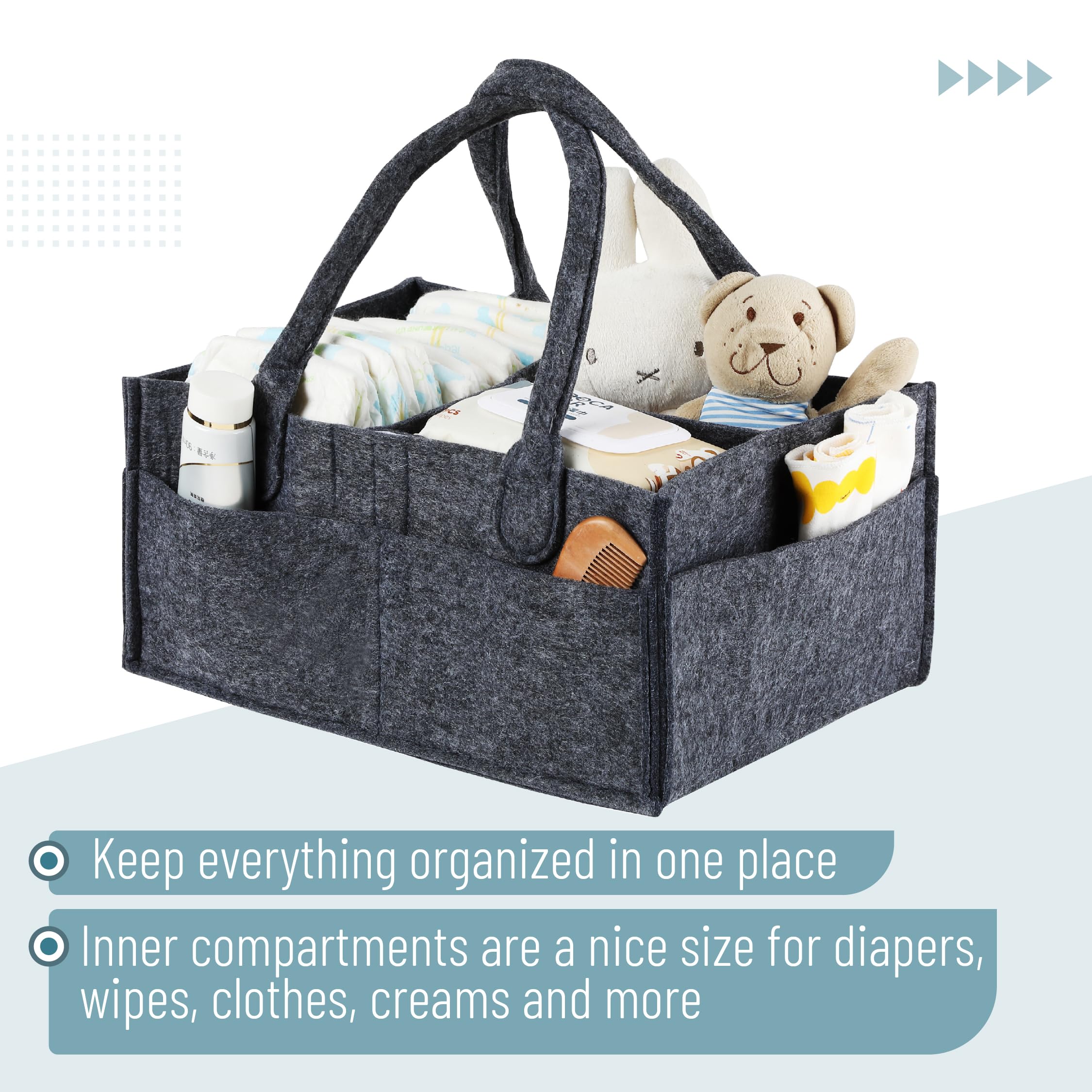 Mr. Pen Baby Diaper Caddy Organizer - Portable Diaper Storage for Nursery & Car, Charcoal Gray - Perfect for Changing Table, Travel & Home Organization