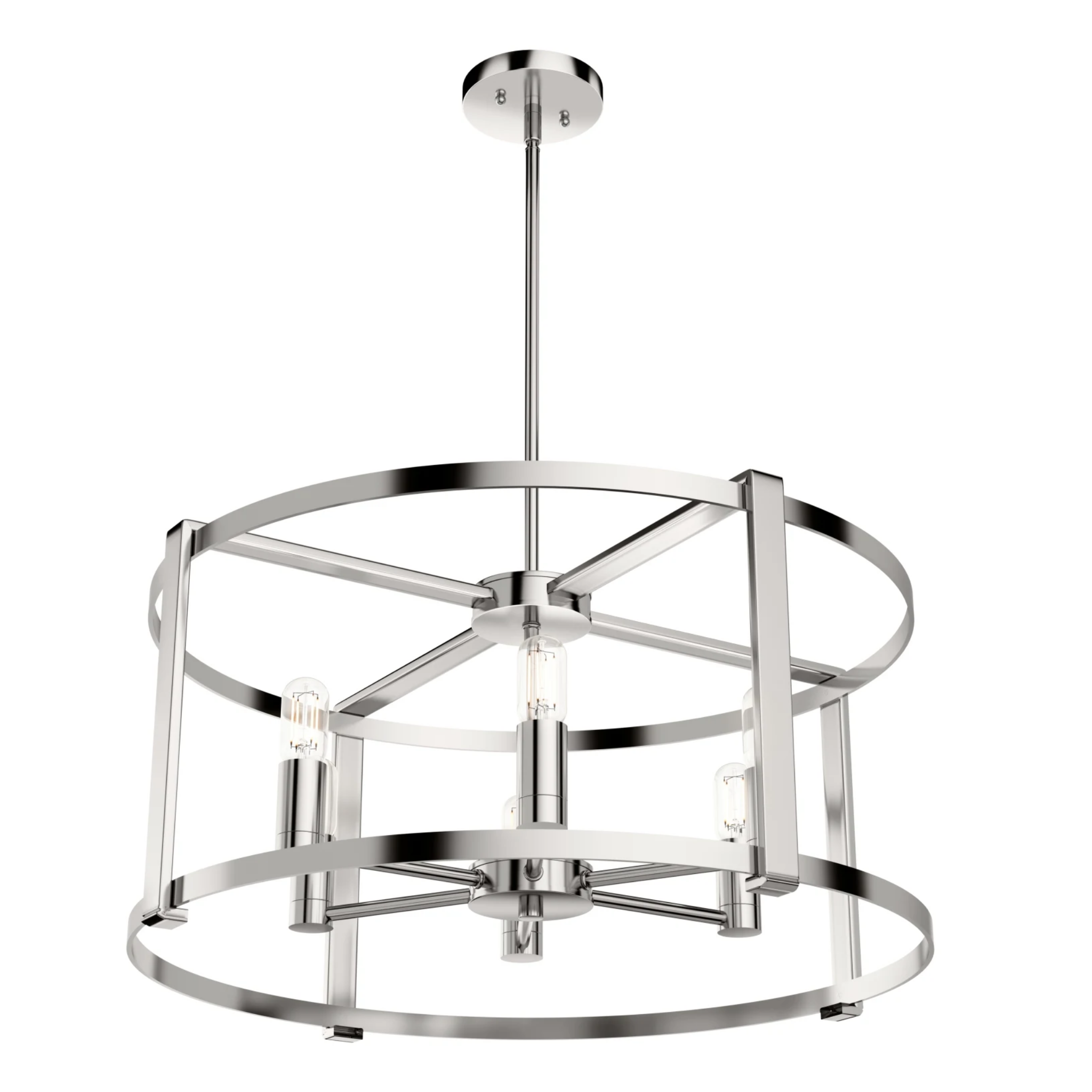 Hunter Astwood 6-Light Linear Chandelier in Polished Nickel - Modern Dining Room Lighting Fixture for Kitchen Island, Entryway & Contemporary Spaces