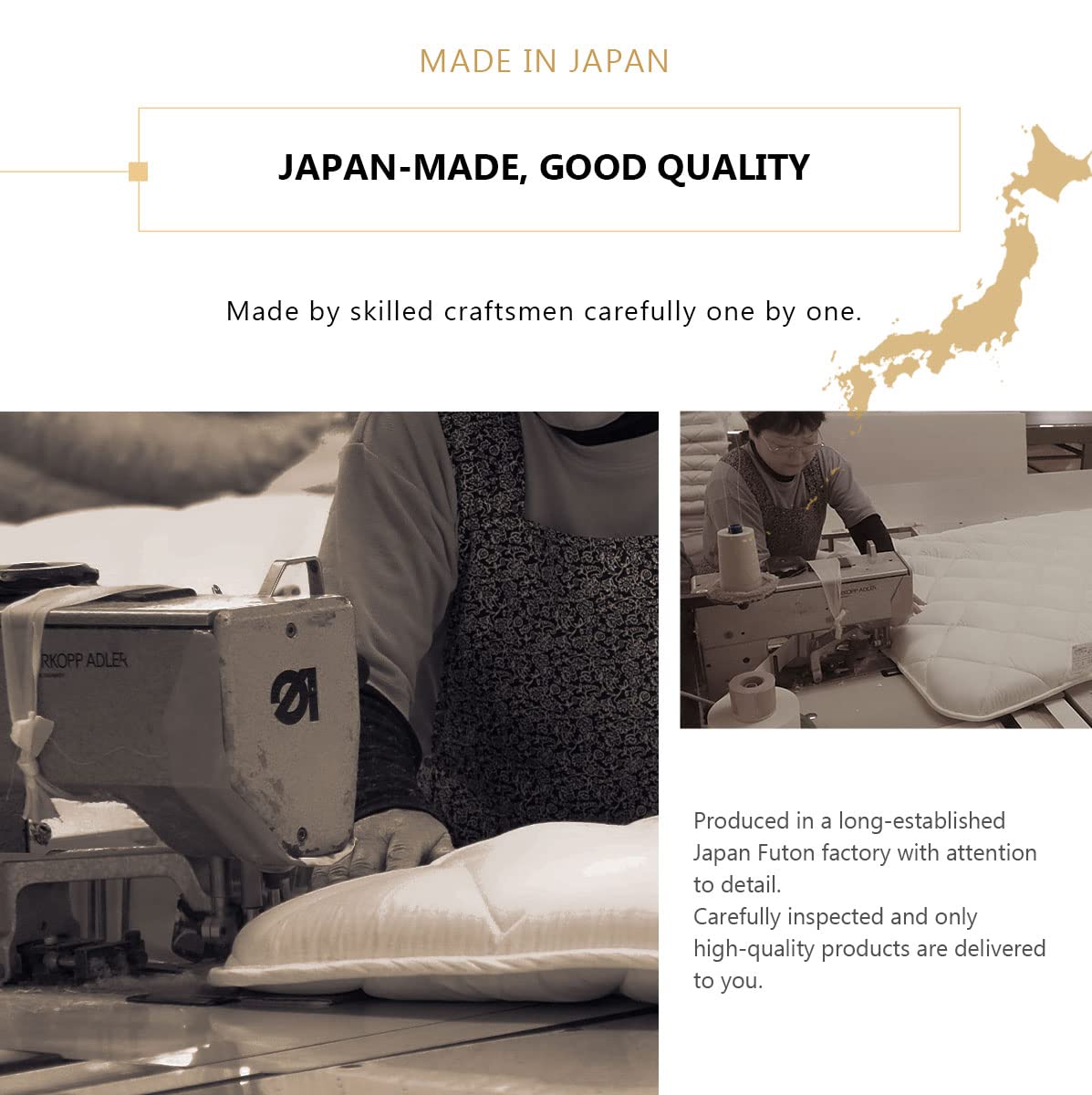 EMOOR Japanese Futon Set - Foldable Floor Sleeping Mattress, Comforter & Pillow | Space-Saving Compact-Twin Size | 100% Made in Japan | Tatami Mat for Camping, Guest Room & Small Apartments