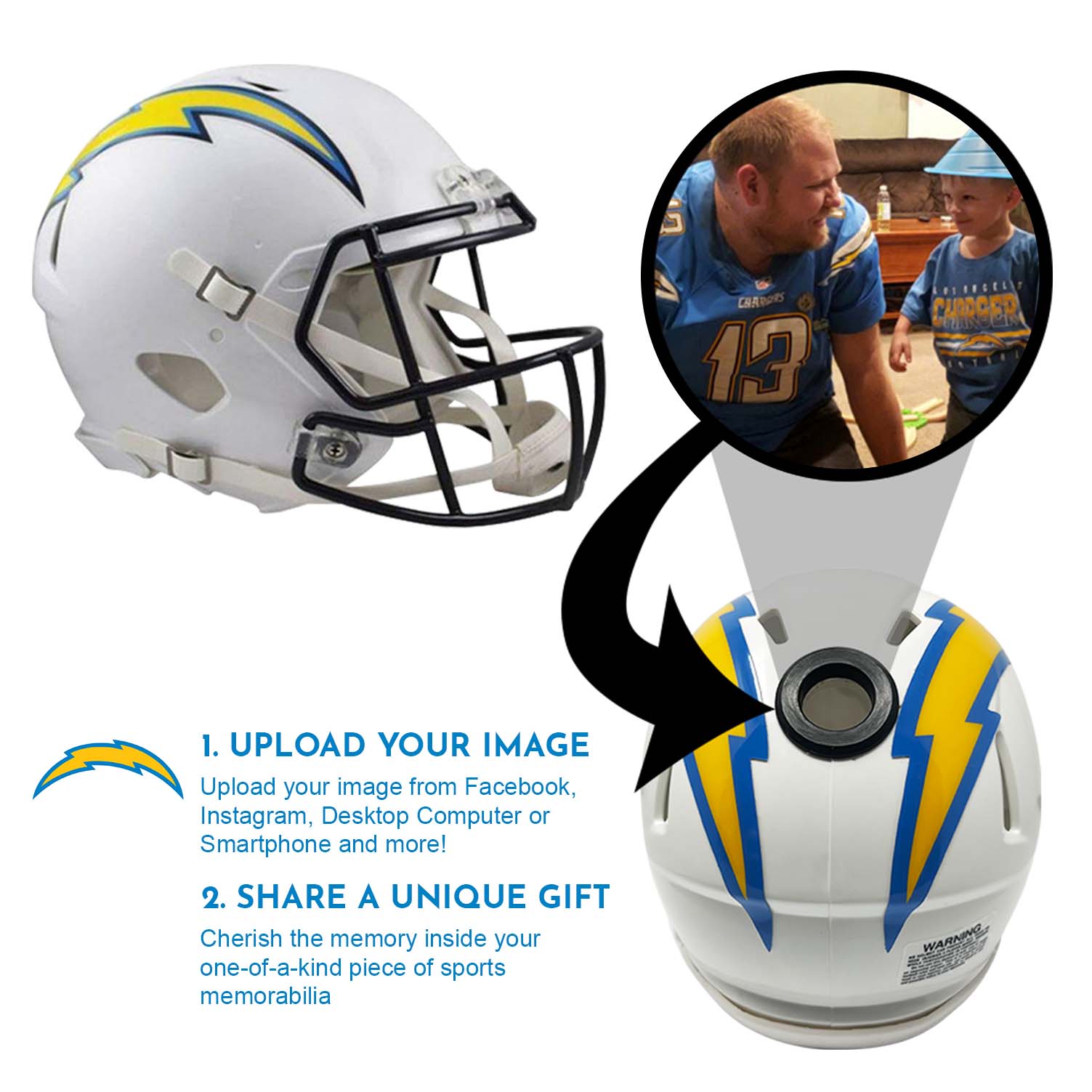 Los Angeles Chargers NFL Mini Helmet with Display Case - Perfect for Collectors, Sports Fans & Home Office Decor