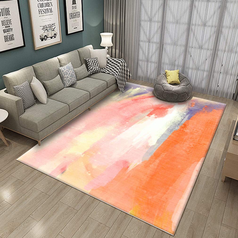 Soft Abstract Art Area Rug - 6.5'x9.2' Fleece Non-Slip Rectangular Carpet for Living Room, Bedroom, Nursery | Modern Nordic 3D Design Indoor/Outdoor Floor Mat - Perfect for Kids Crawling, Home Decor & Runner Use