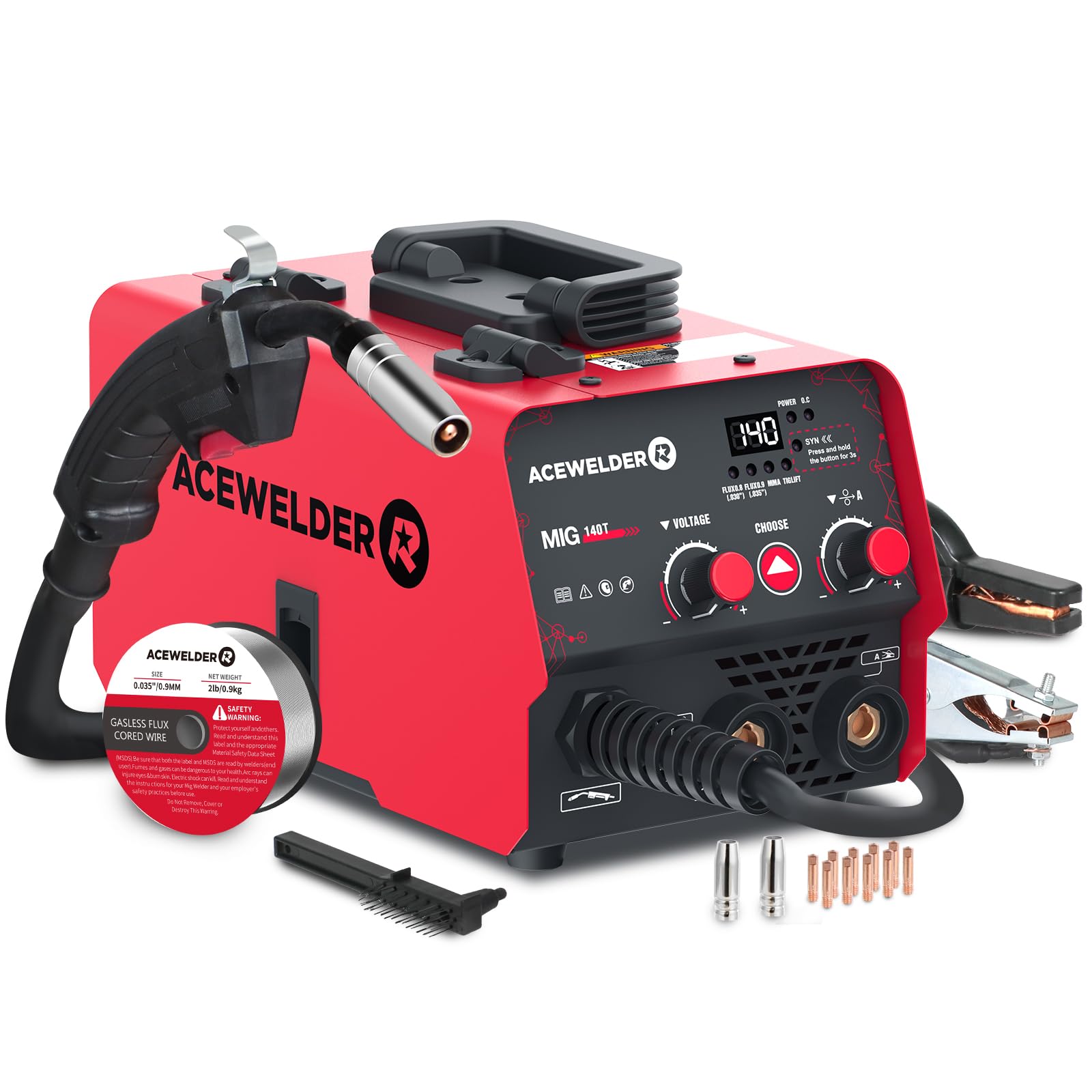 140A Gasless Flux Core MIG Welder with Lift TIG & Stick - 3-in-1 Multi-Process Welding Machine, 110V Portable IGBT Inverter Synergy Welder for DIY, Home Repairs & Metal Fabrication Projects