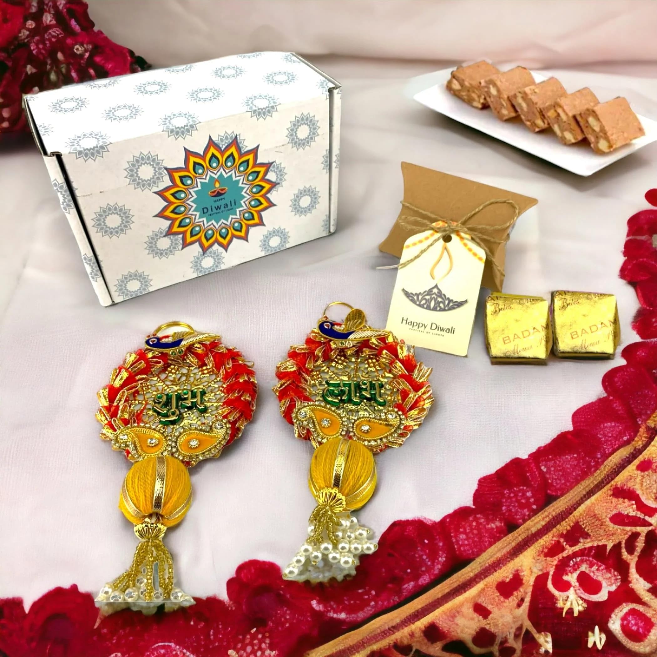 LOVENSPIRE Personalized Diwali Gift Box - Premium Indian Sweets Hamper with Shubh Labh Design | Diwali Corporate Gifts for Employees, Friends & Family | Perfect for Office Celebrations & Festival Home Decor