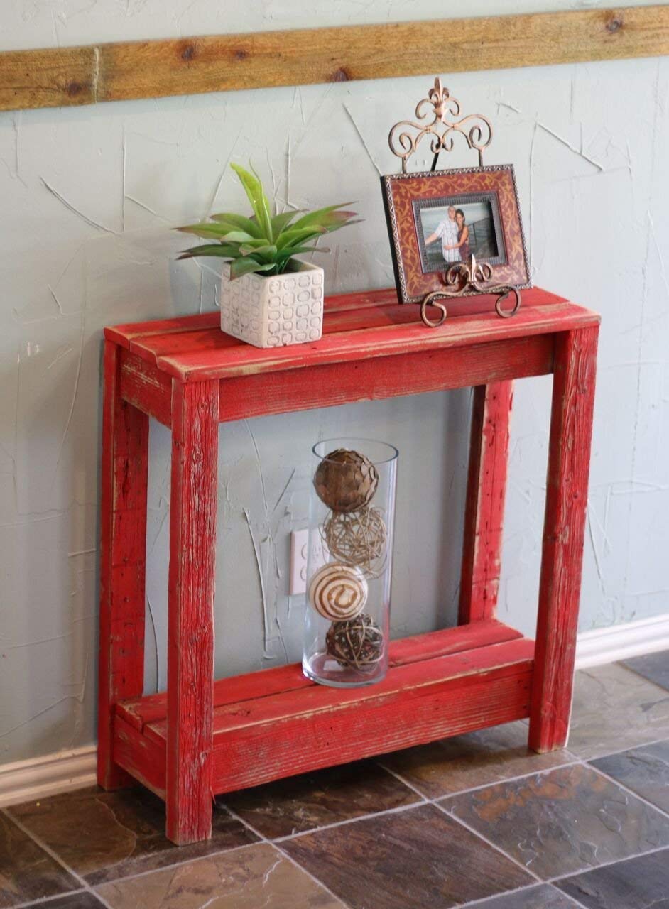 Red Small Entry Console Table - Modern & Compact Hallway Furniture for Small Spaces - Perfect for Entryway, Living Room, or Apartment Decor