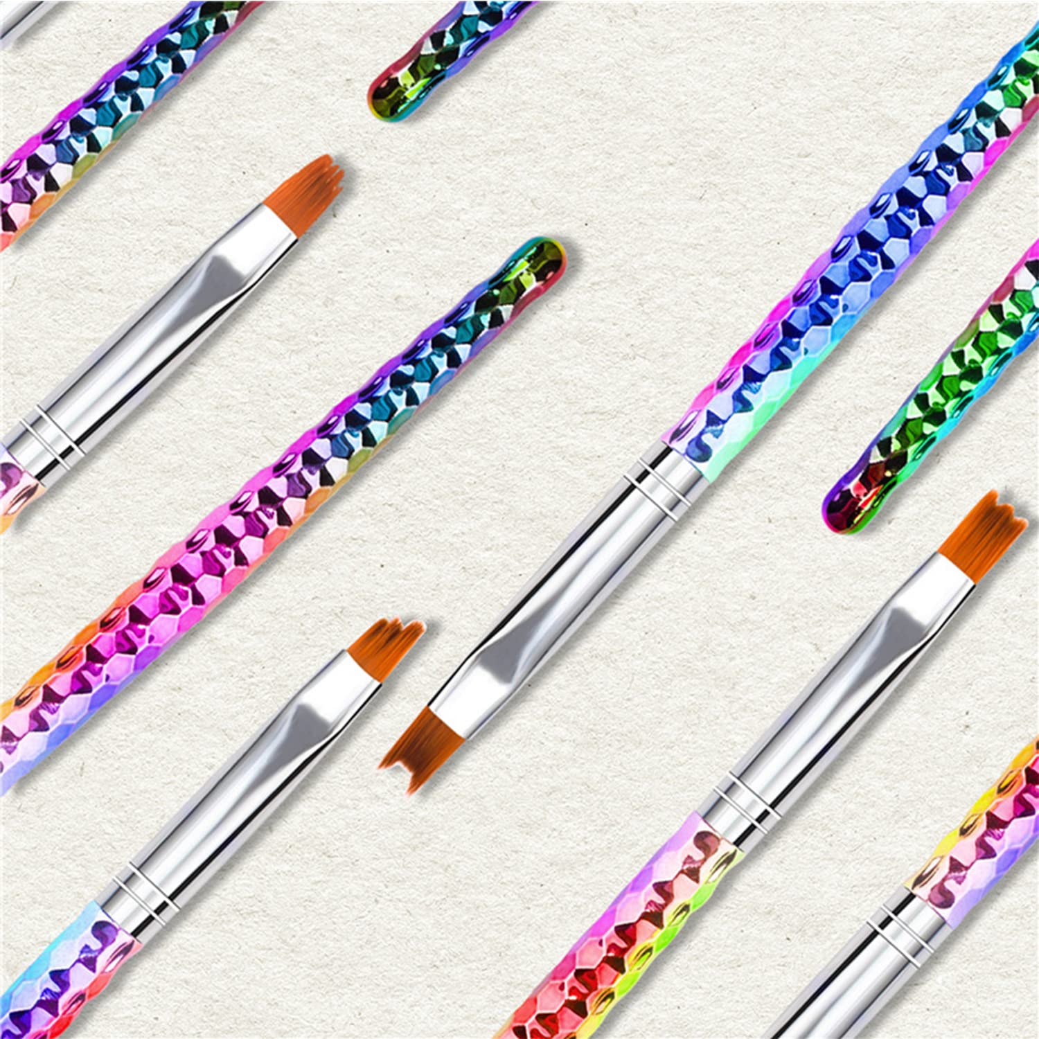 WOKOTO 8 Pcs Ombre Nail Brush Set for Acrylic Nails - Gradient Painting, UV Gel Flower Drawing & Nail Art Brushes - Professional Acrylic Application Tools for Salon & Home Manicure | Perfect for French Tips, Ombre Designs & 3D Nail Art