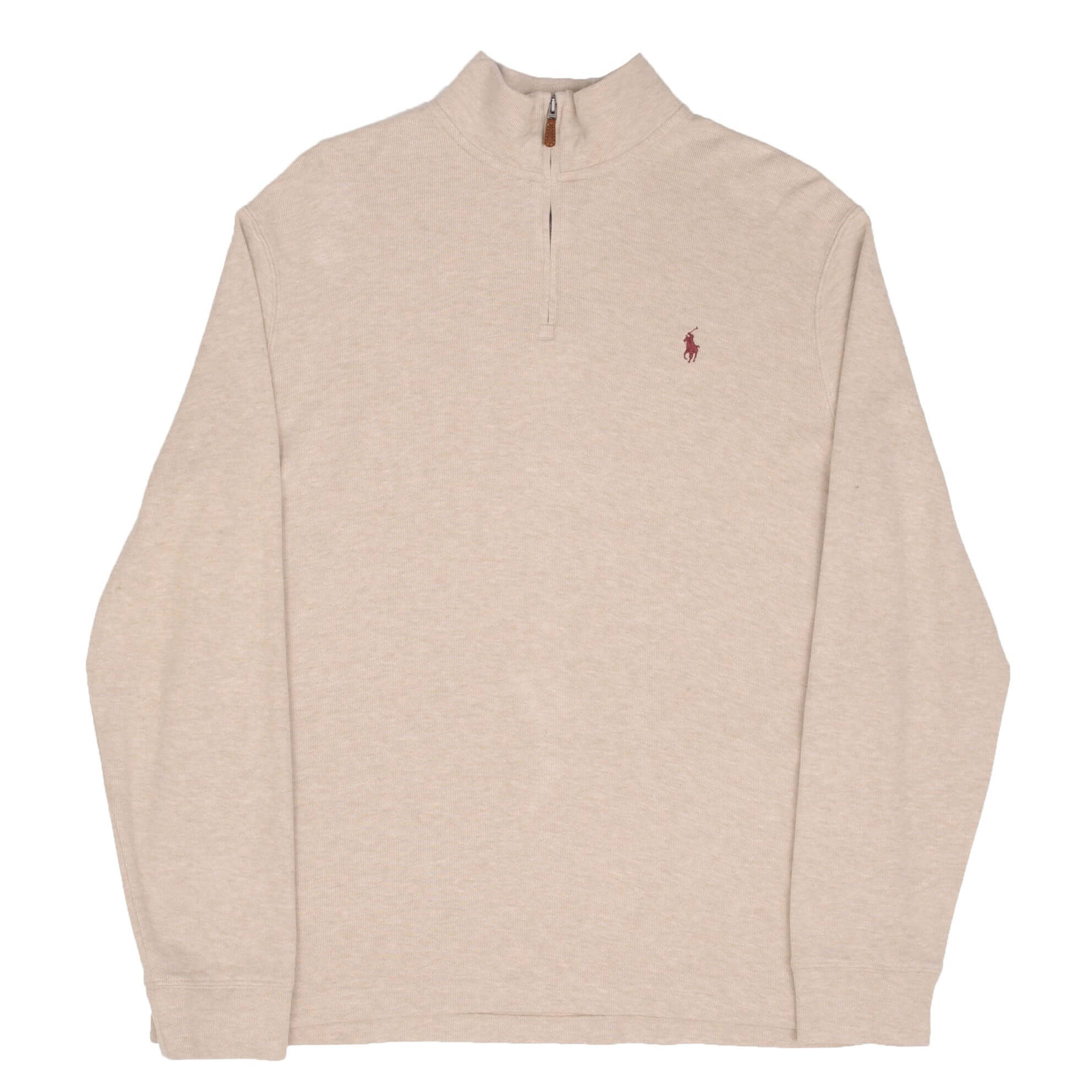 Ralph Lauren Men's Beige Quarter Zip Sweater - Size Large | Casual Pullover for Work, Travel & Outdoor Activities
