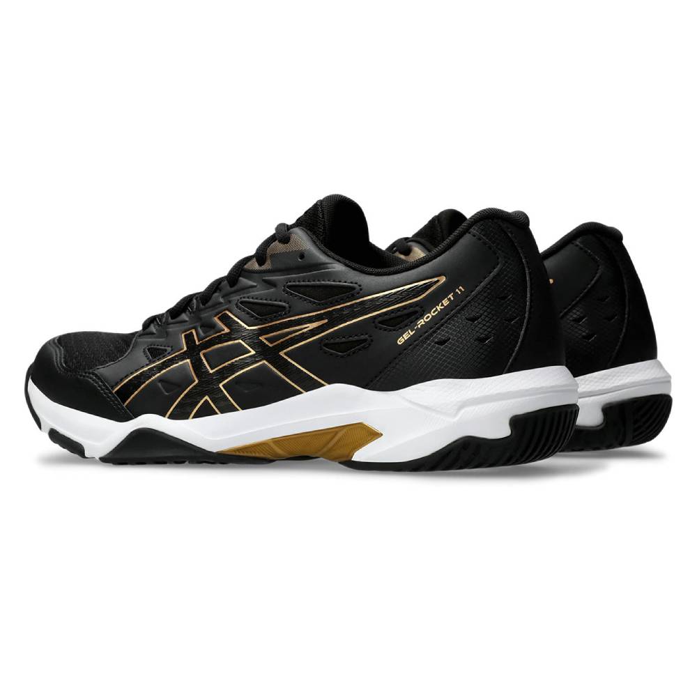 ASICS Gel Rocket 11 Men's Volleyball Shoes - Lightweight Indoor Court Shoes for Badminton, Squash & Tennis - Non-Marking Rubber Sole (Black/Pure Gold) - Perfect for Gym, Sports & Casual Wear