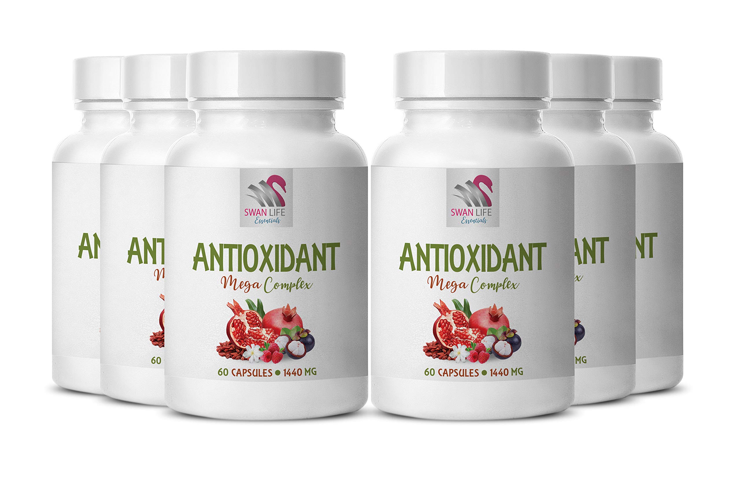 Antioxidant Mega Complex 1440mg with Resveratrol - Anti Aging Supplement - 6 Bottles (360 Capsules) for Cellular Health & Longevity - Supports Skin Vitality & Immune System