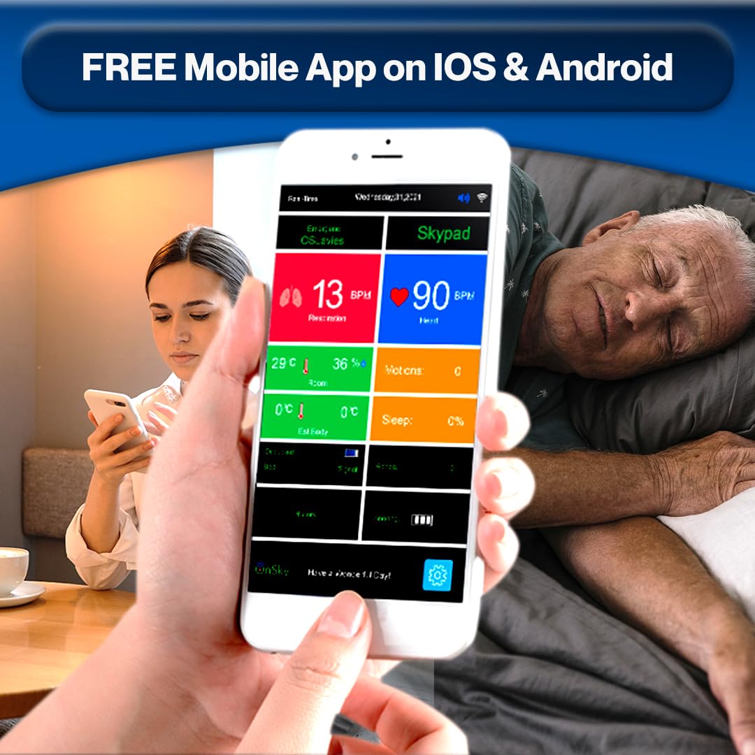 OnSky SkyPad Contactless Heart Rate & Breathing Monitor for Seniors & Home Care - Track Vital Signs, Movement & Sleep - Wireless Health Monitoring with Touchscreen Display & Urgency Alerts - Ideal for Elderly Care, Remote Patient Monitoring & Home Wellness