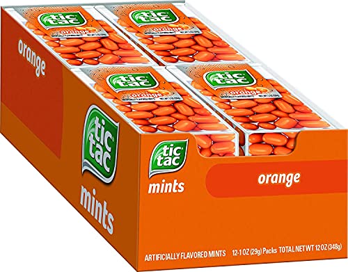 Tic Tac Mint Orange Flavor, 1 Ounce (12 Count Pack) - Refreshing Breath Mints for Office, Travel & Everyday Use