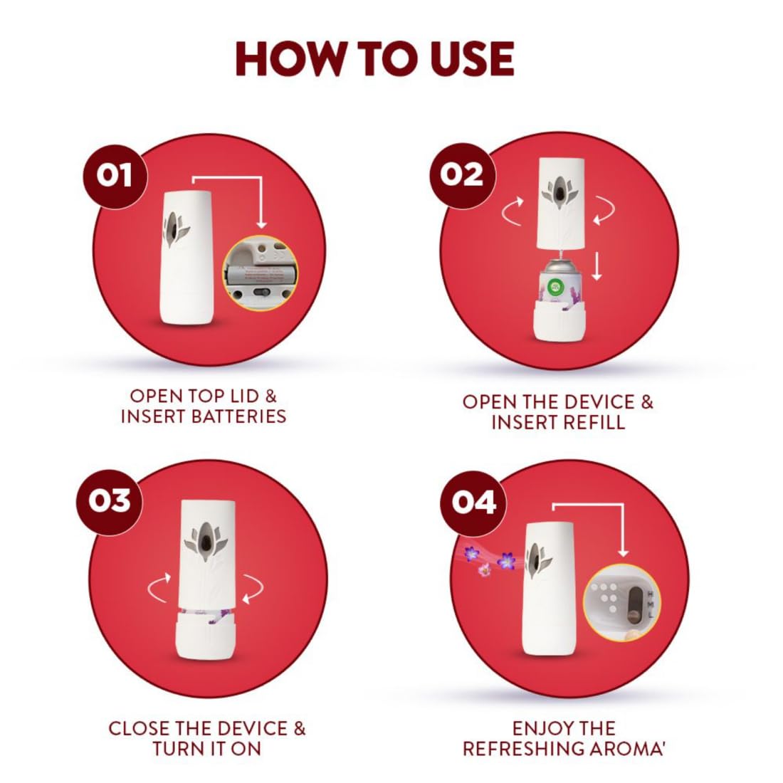 Air Wick Freshmatic Automatic Air Freshener Refill - Rose & Saffron Scent, 250ml | 2600 Sprays Guaranteed | Long-Lasting Fragrance for Home, Bathroom, Office & Car | Eliminates Odors & Freshens Air