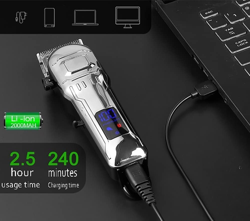 Professional Hair Clippers for Men - Cordless & Corded Rechargeable Hair Trimmer with Digital Display, Adjustable Blade, Powerful Motor - Perfect for Home Barbering, Beard Trimming & DIY Haircuts