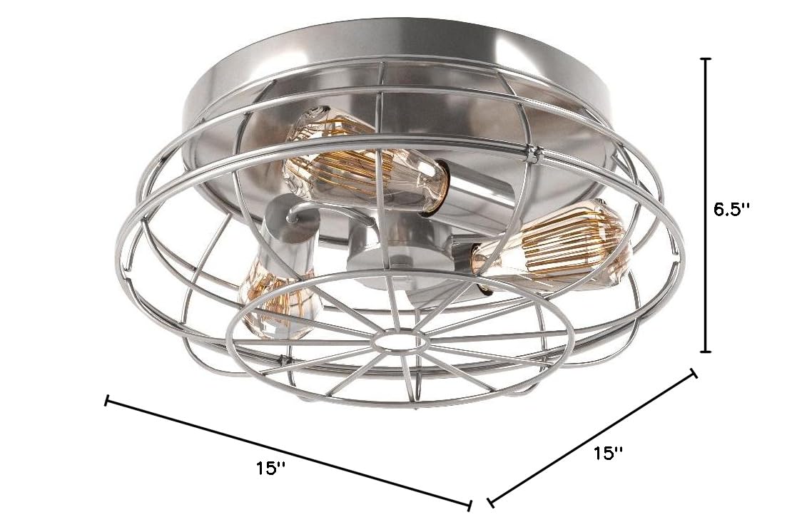 Savoy House Scout Flush Mount Ceiling Light in Satin Nickel - 6-8074-15-SN - Modern Lighting Fixture for Bedroom, Hallway & Kitchen