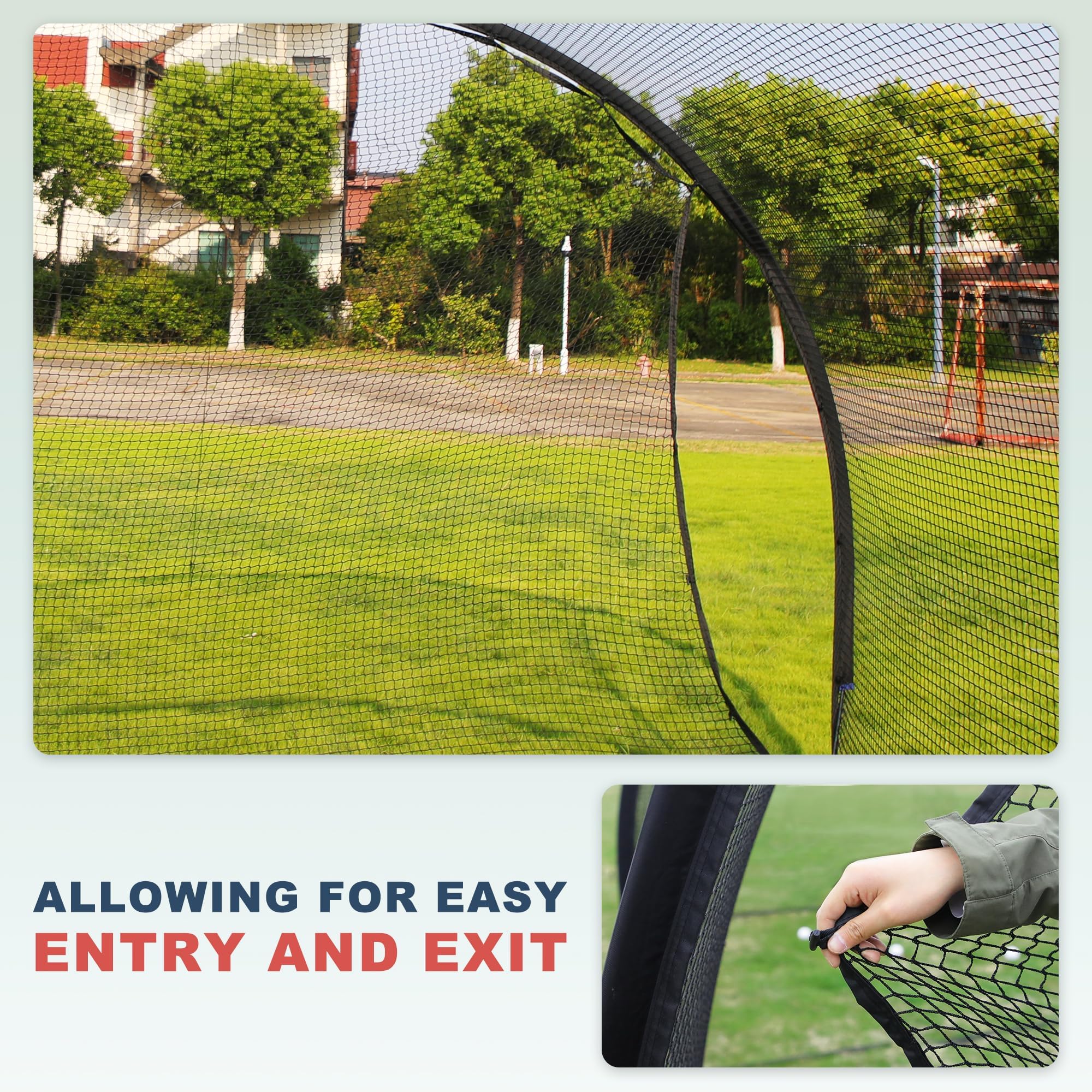 SHANTRA 13FT/22FT/30FT Baseball Batting Cage with Frame & Net - Portable Backyard Hitting Cage for Baseball & Softball Practice | Perfect for Outdoor Hitting Drills, Pitching Training & Backyard Sports (Ideal for Coaches, Players & Home Practice)